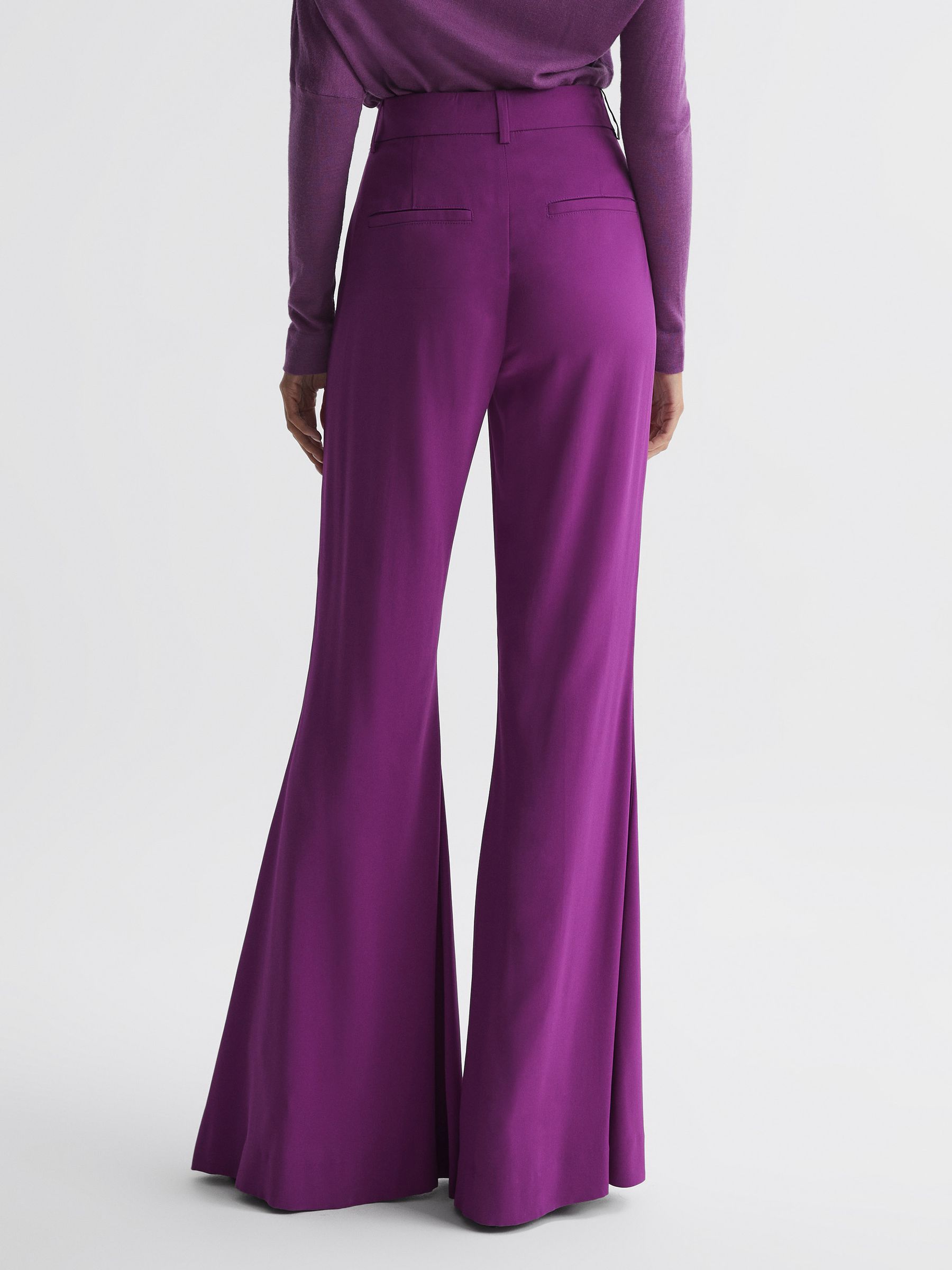 Fluid Flare Trousers in Magenta - Image 5 of 7