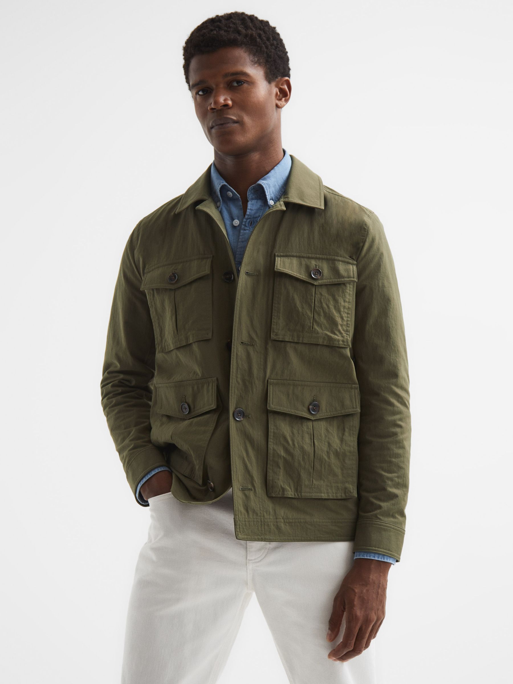 Four Pocket Field Jacket in Khaki - Image 1 of 7