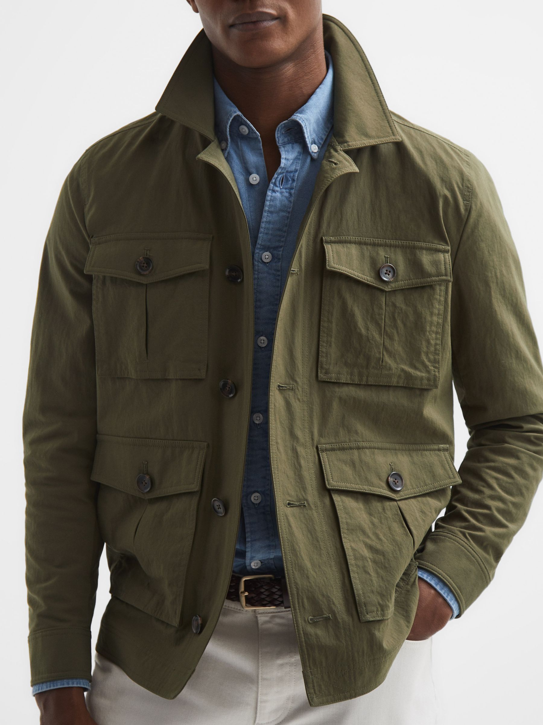 Four Pocket Field Jacket in Khaki - Image 4 of 7