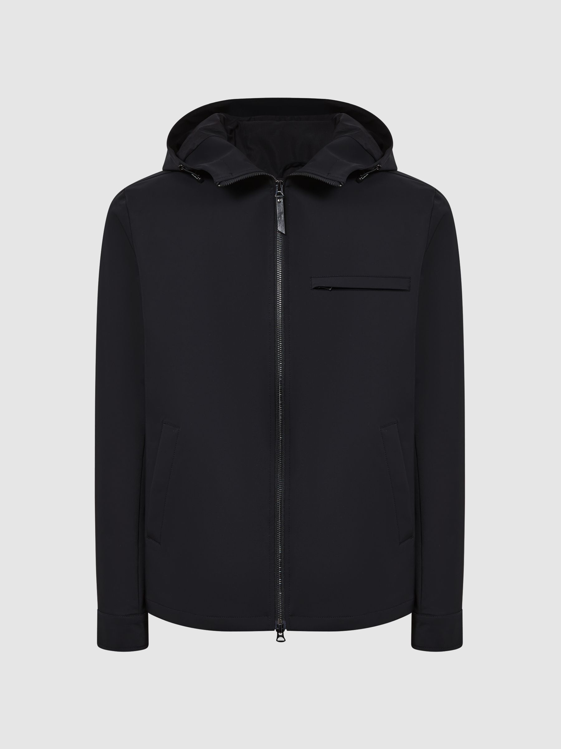Zip Through Hooded Blouson Jacket in Black - Image 2 of 6