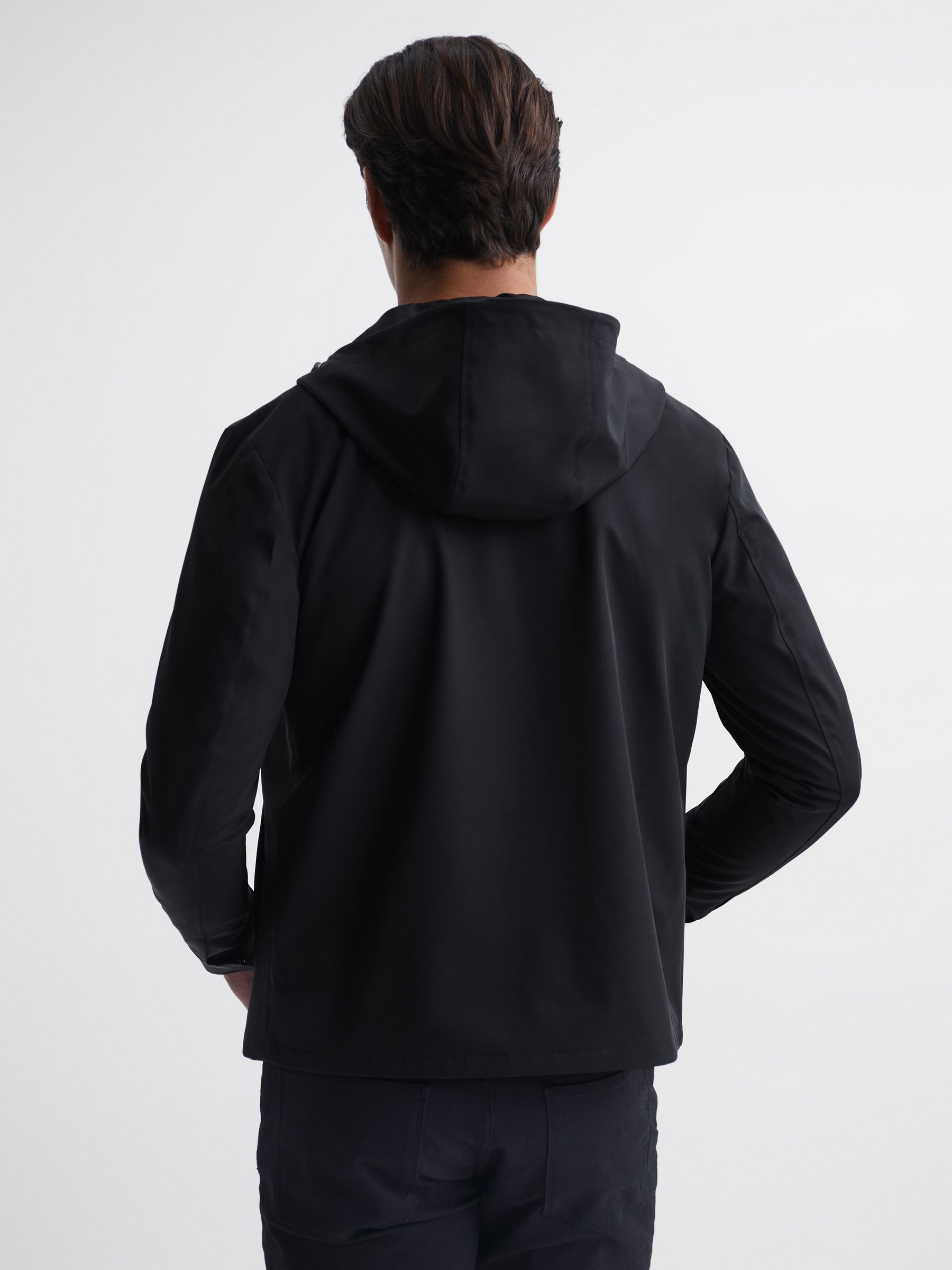Zip Through Hooded Blouson Jacket in Black - Image 5 of 6