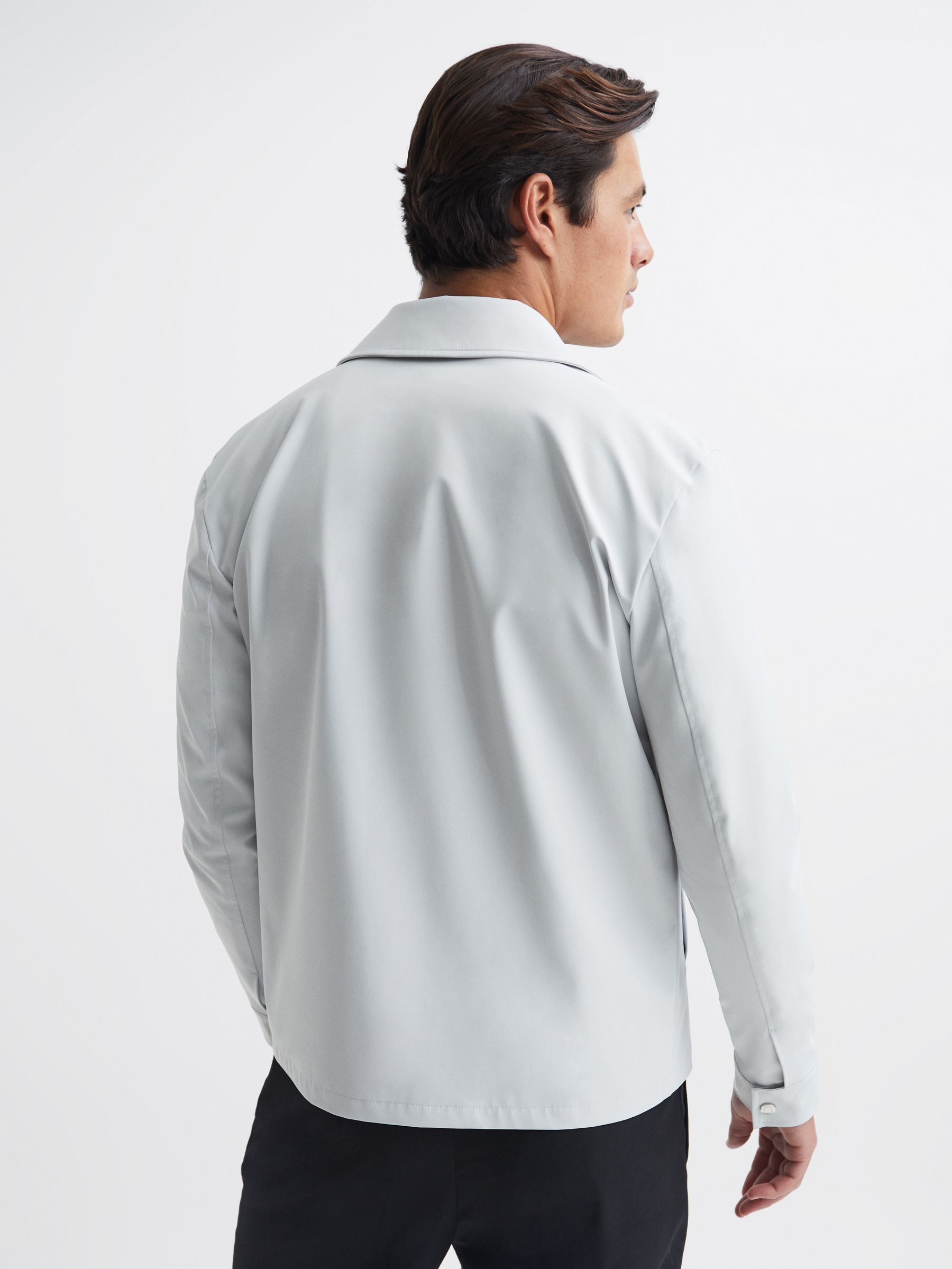 Zip Through Harrington Jacket in Ice Grey - Image 5 of 5