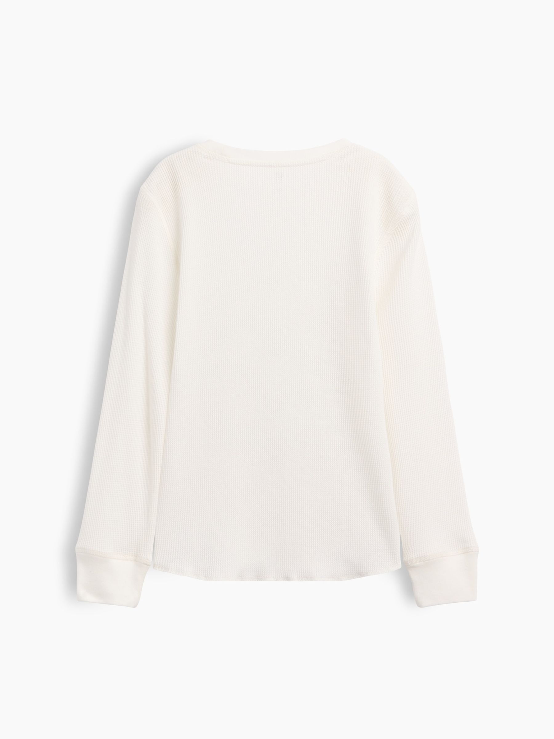 White Waffle-Knit Long Sleeve T-Shirt - Image 2 of 3