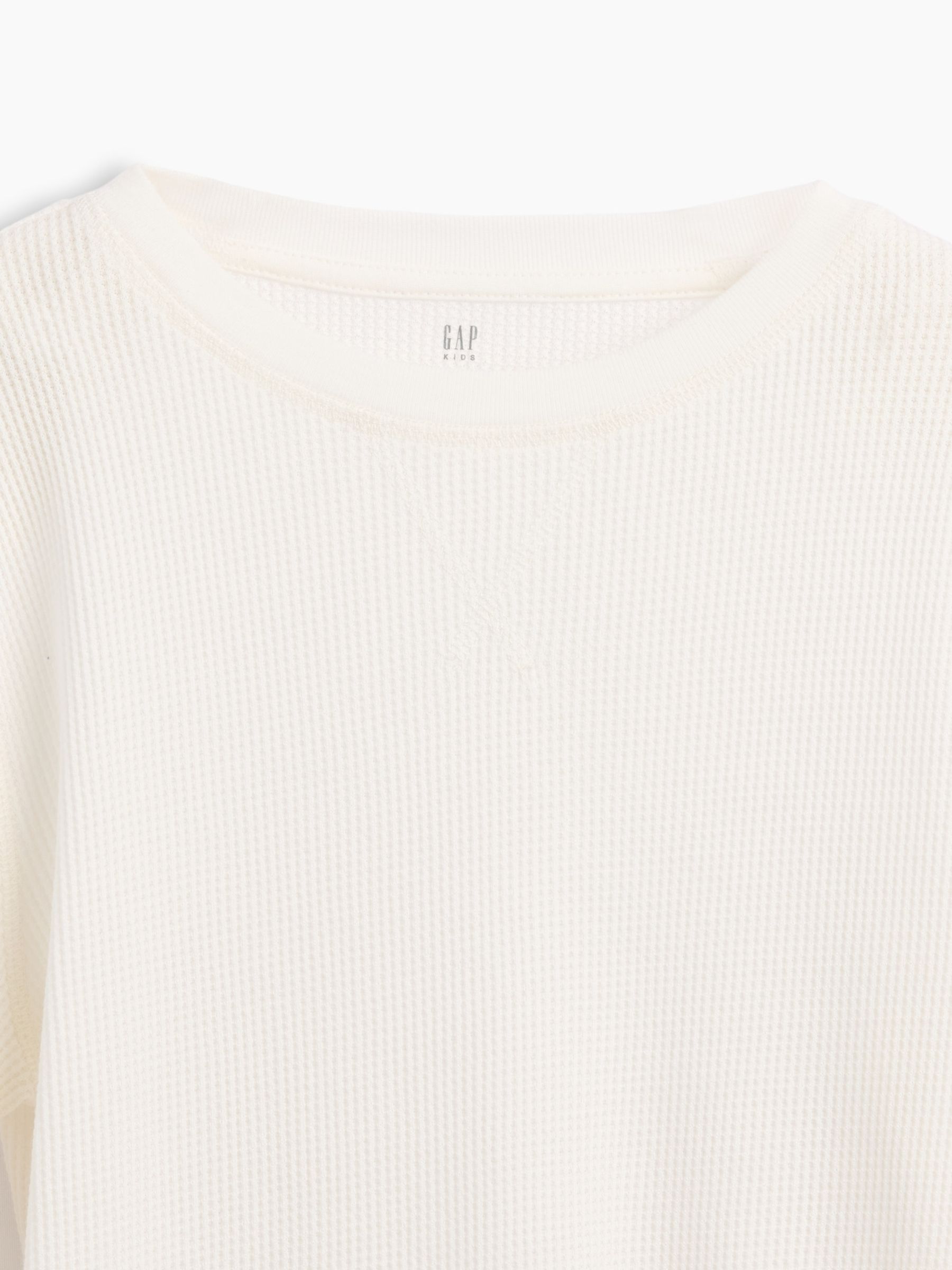 White Waffle-Knit Long Sleeve T-Shirt - Image 3 of 3