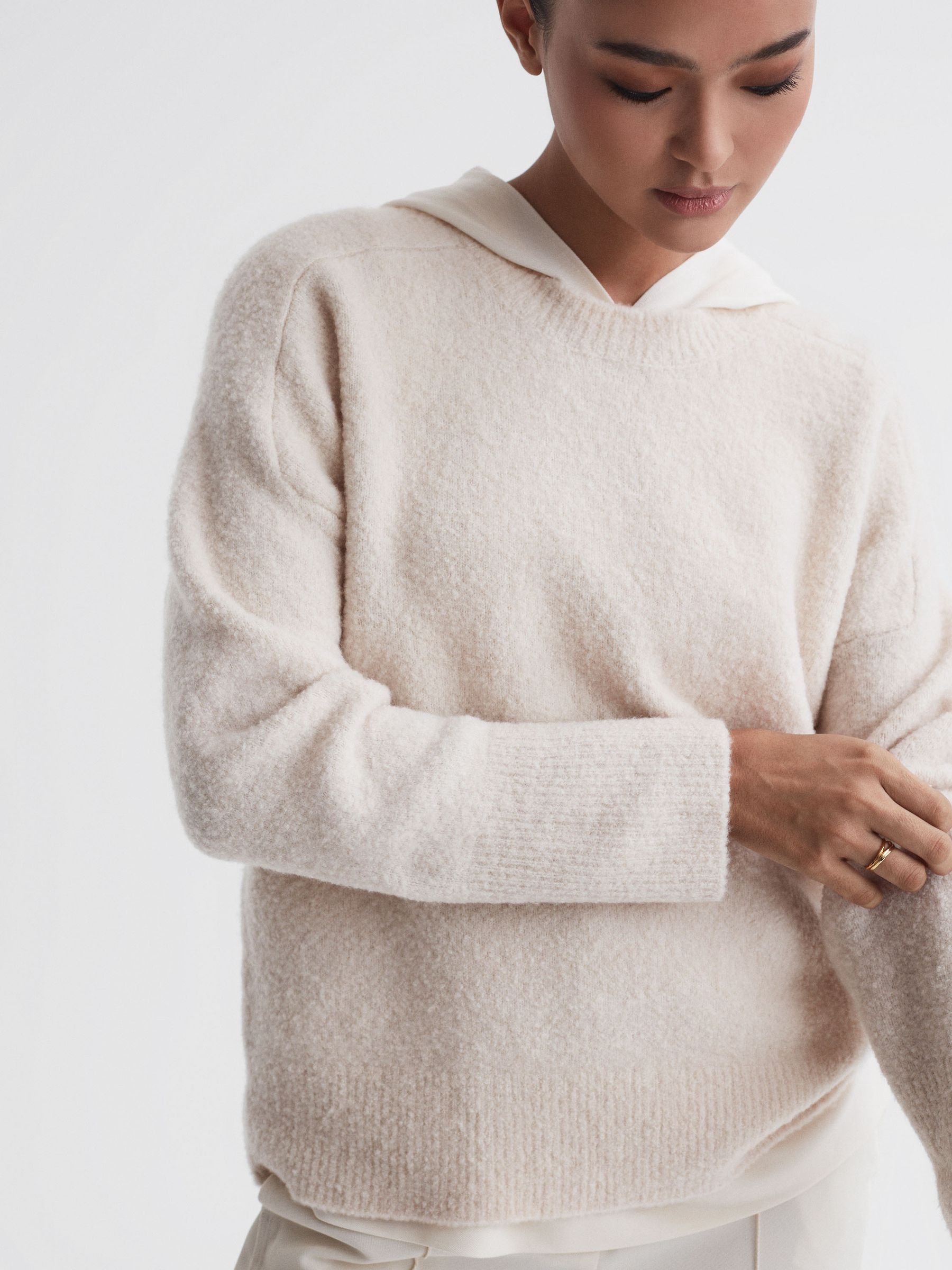 Wool Crew Neck Jumper in Neutral - Image 3 of 5