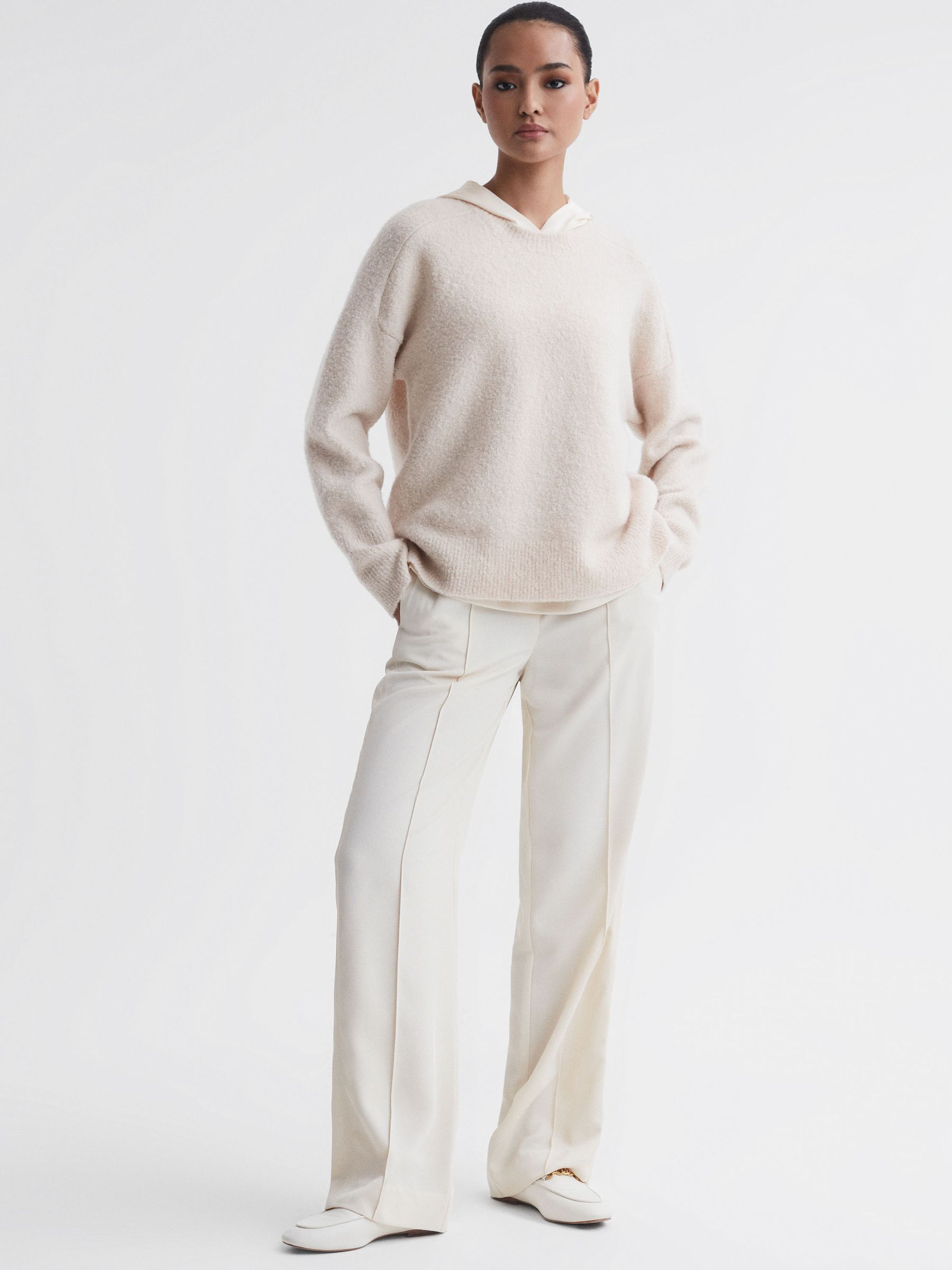 Wool Crew Neck Jumper in Neutral - Image 4 of 5