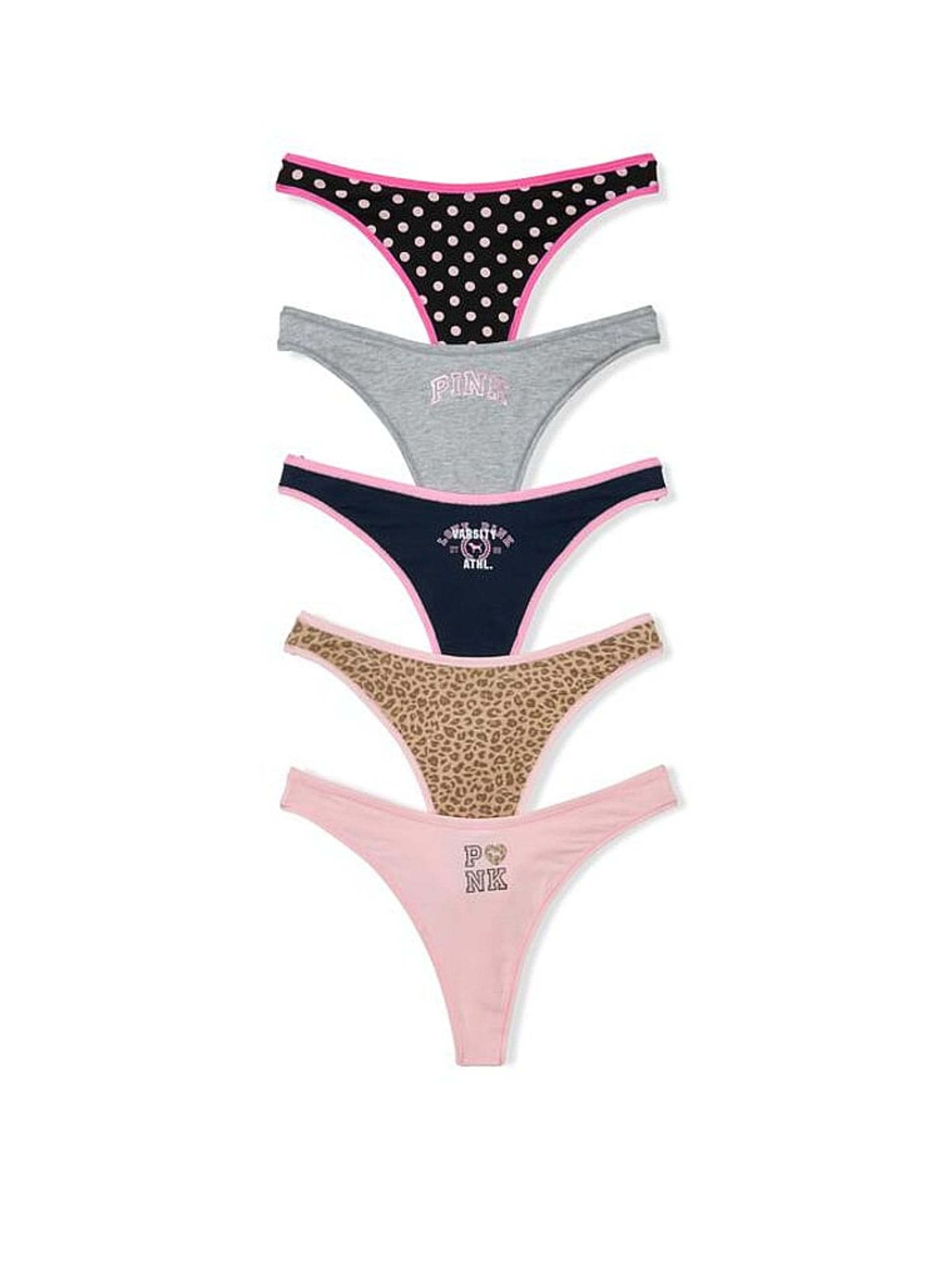 Black/Grey/Pink/Leopard Brown 5 Pack Cotton Knickers - Image 1 of 1
