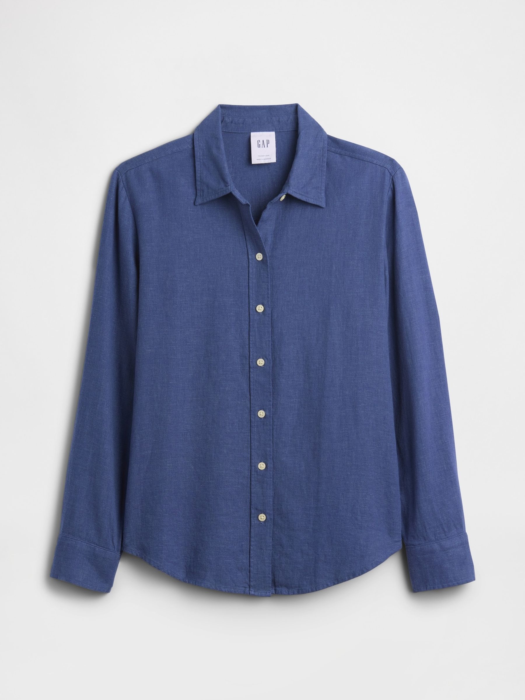 Indigo Blue Oversized Linen-Blend Easy Shirt - Image 5 of 5