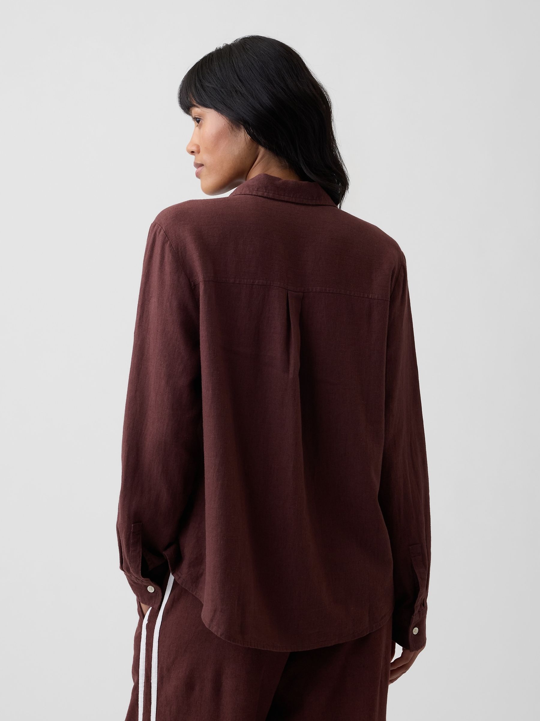 Brown Oversized Linen-Blend Easy Shirt - Image 2 of 5