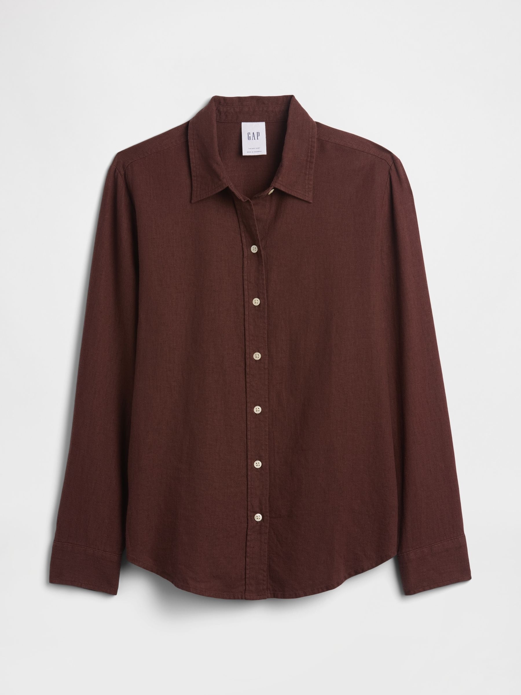 Brown Oversized Linen-Blend Easy Shirt - Image 5 of 5