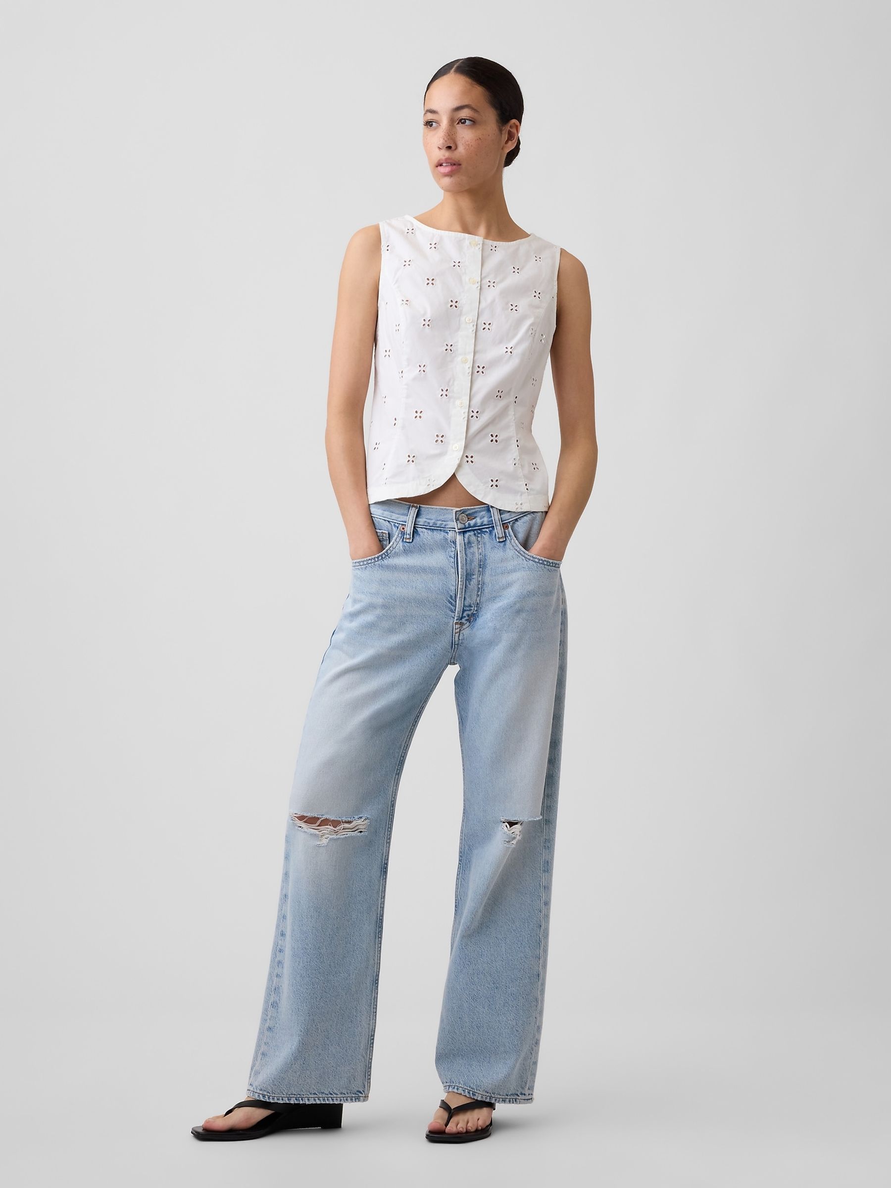 White Boatneck Button-Up Top - Image 4 of 5