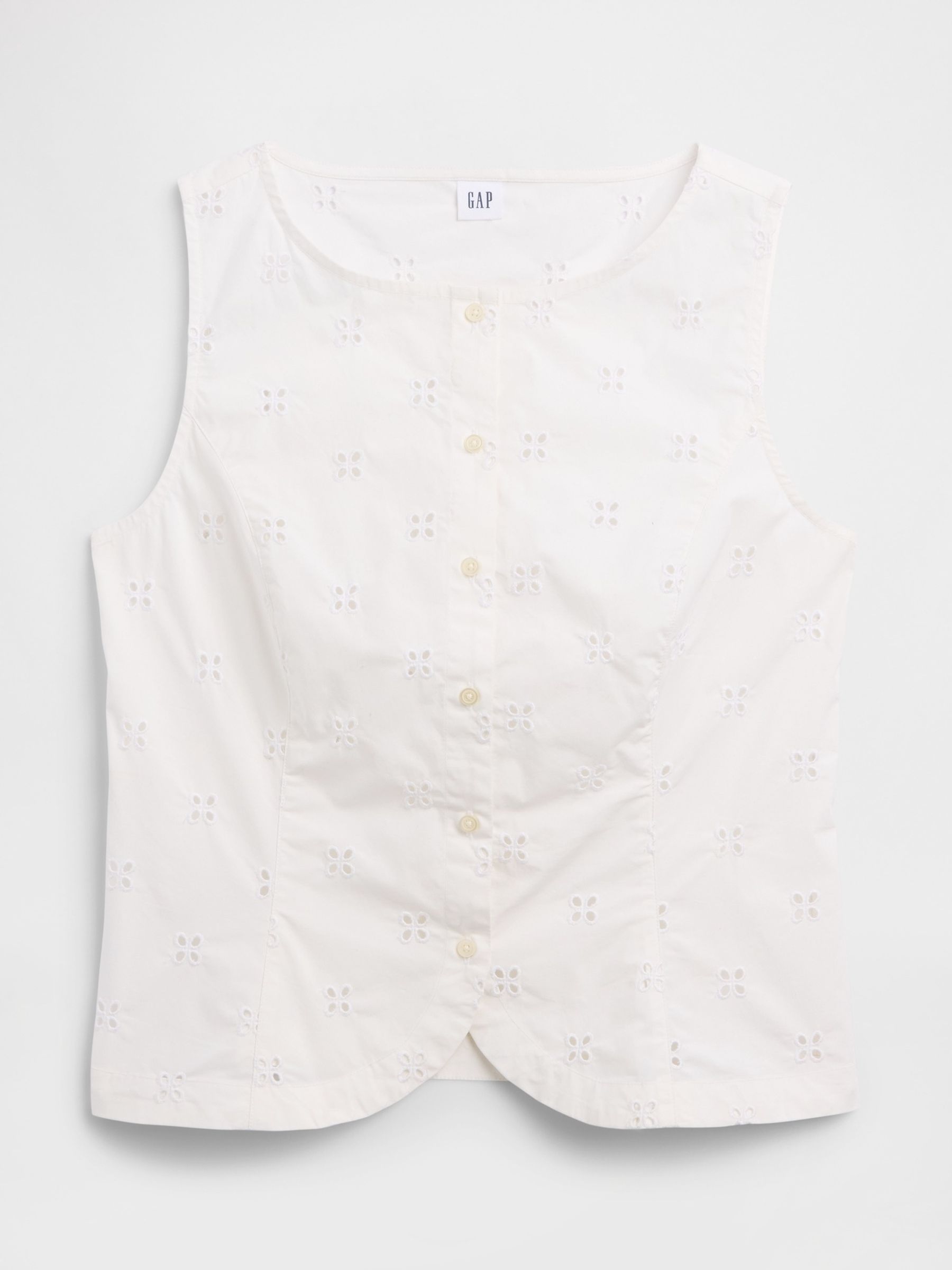 White Boatneck Button-Up Top - Image 5 of 5