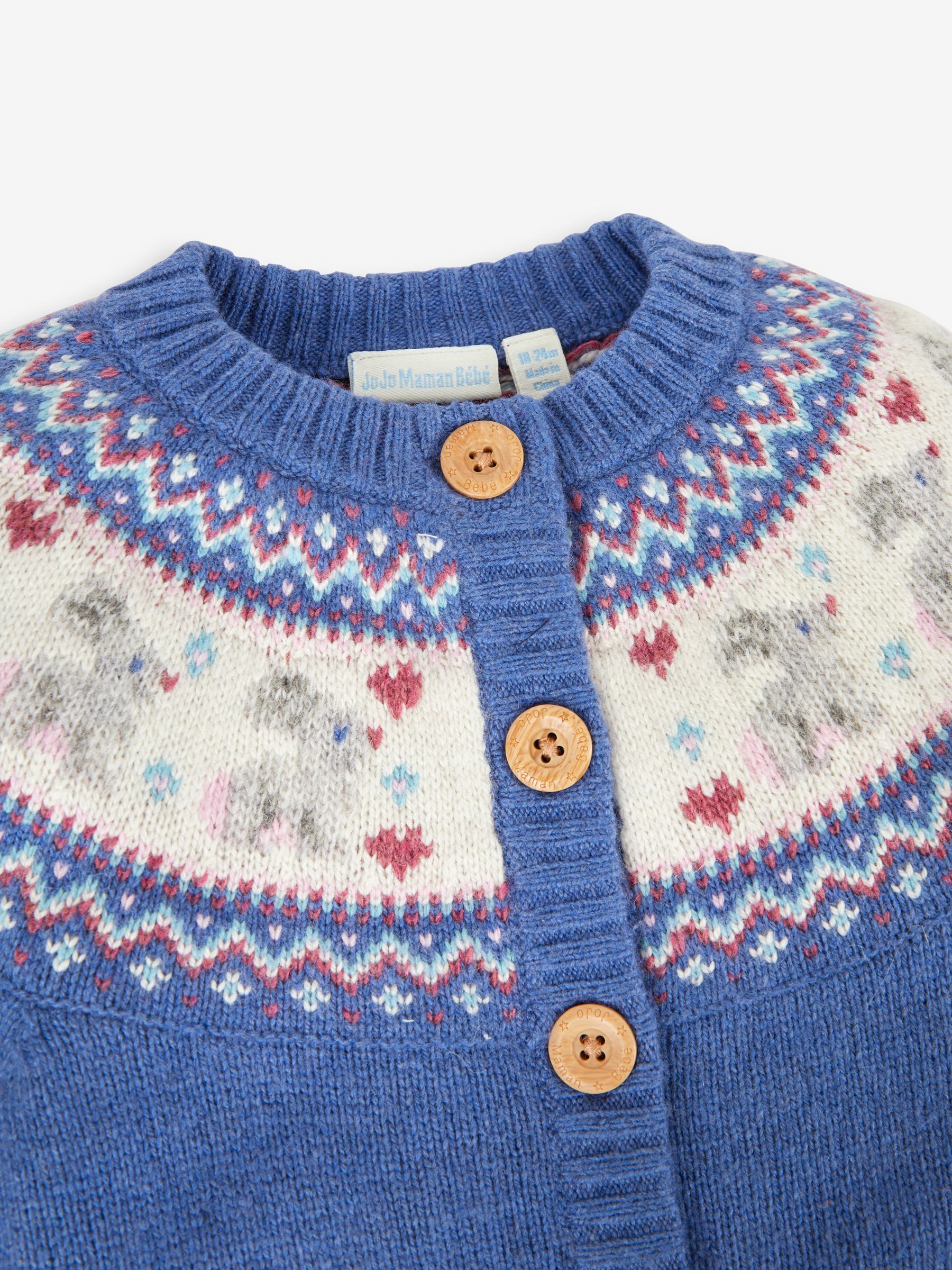 Denim Blue Bunny Fairisle Pattern Cardigan - Image 2 of 3
