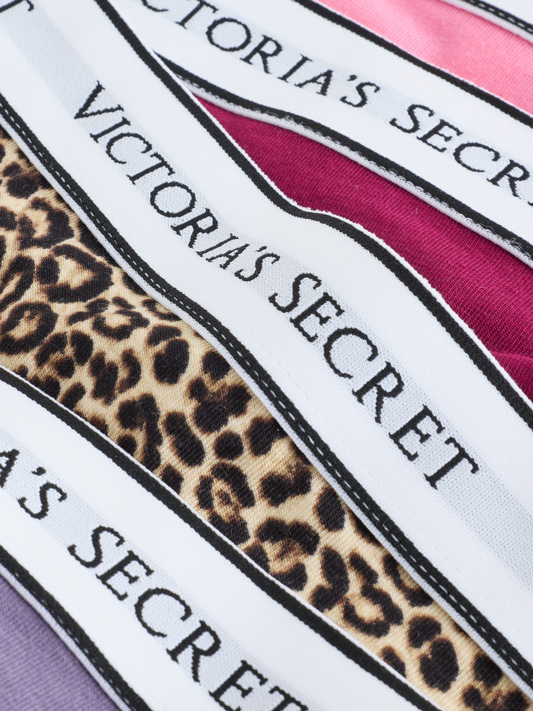Pink/Leopard/Purple Thong Logo 4 Pack Knickers - Image 6 of 7