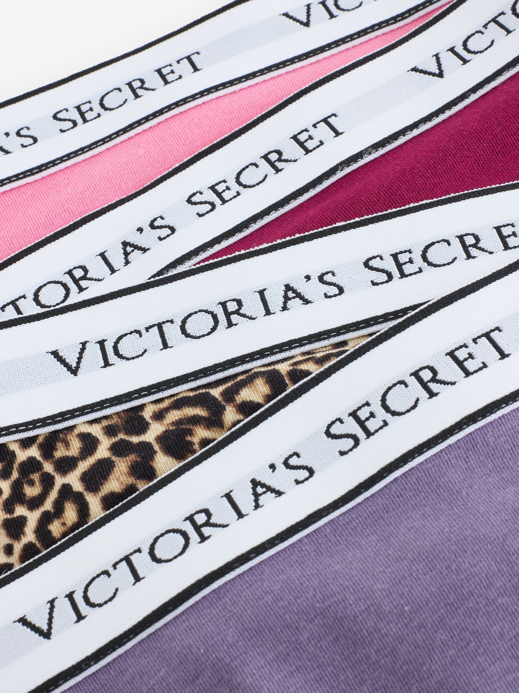 Pink/Leopard/Purple Thong Logo 4 Pack Knickers - Image 7 of 7