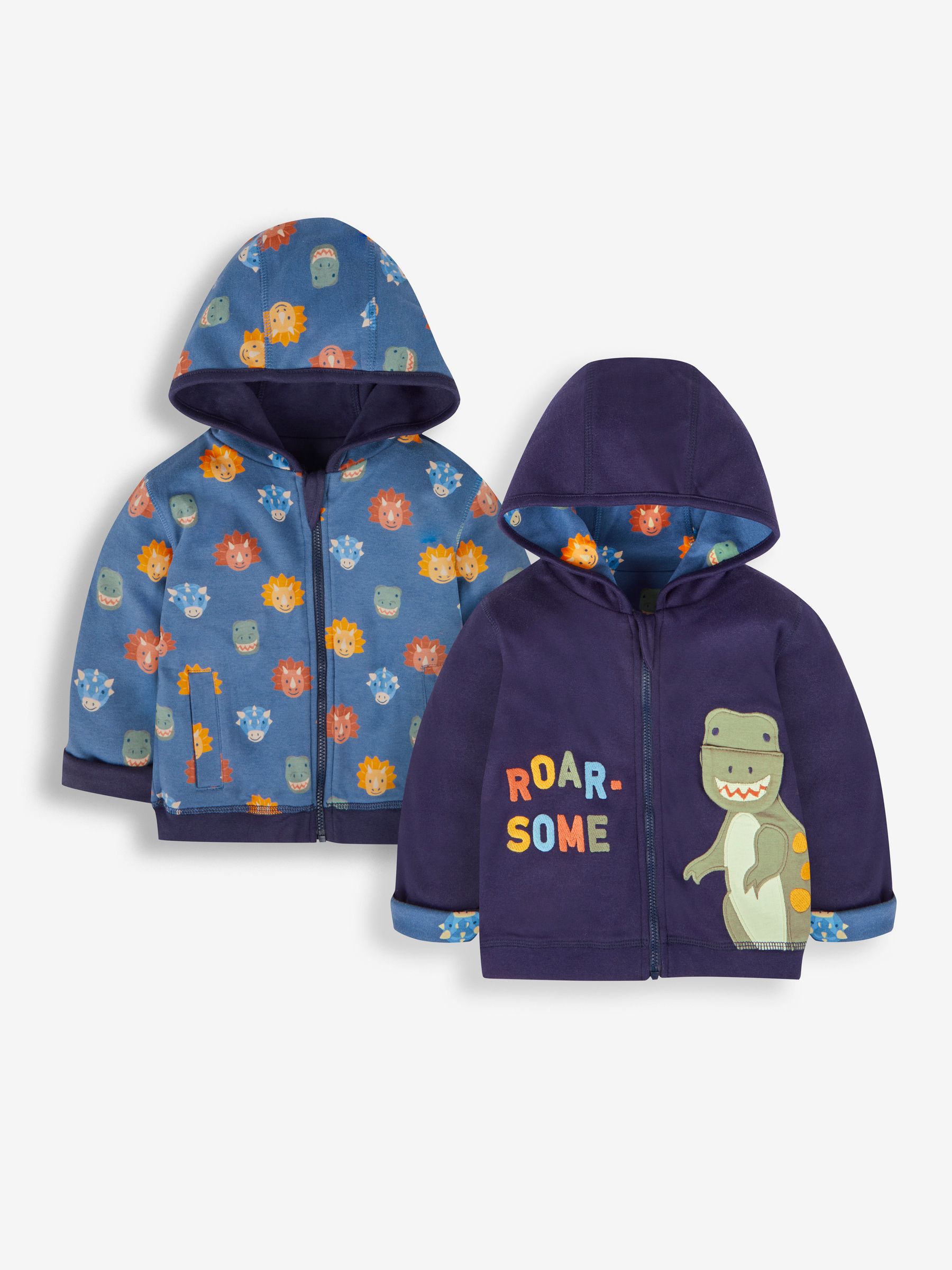 Navy Blue TRex Appliqué Reversible Hoodie - Image 1 of 9
