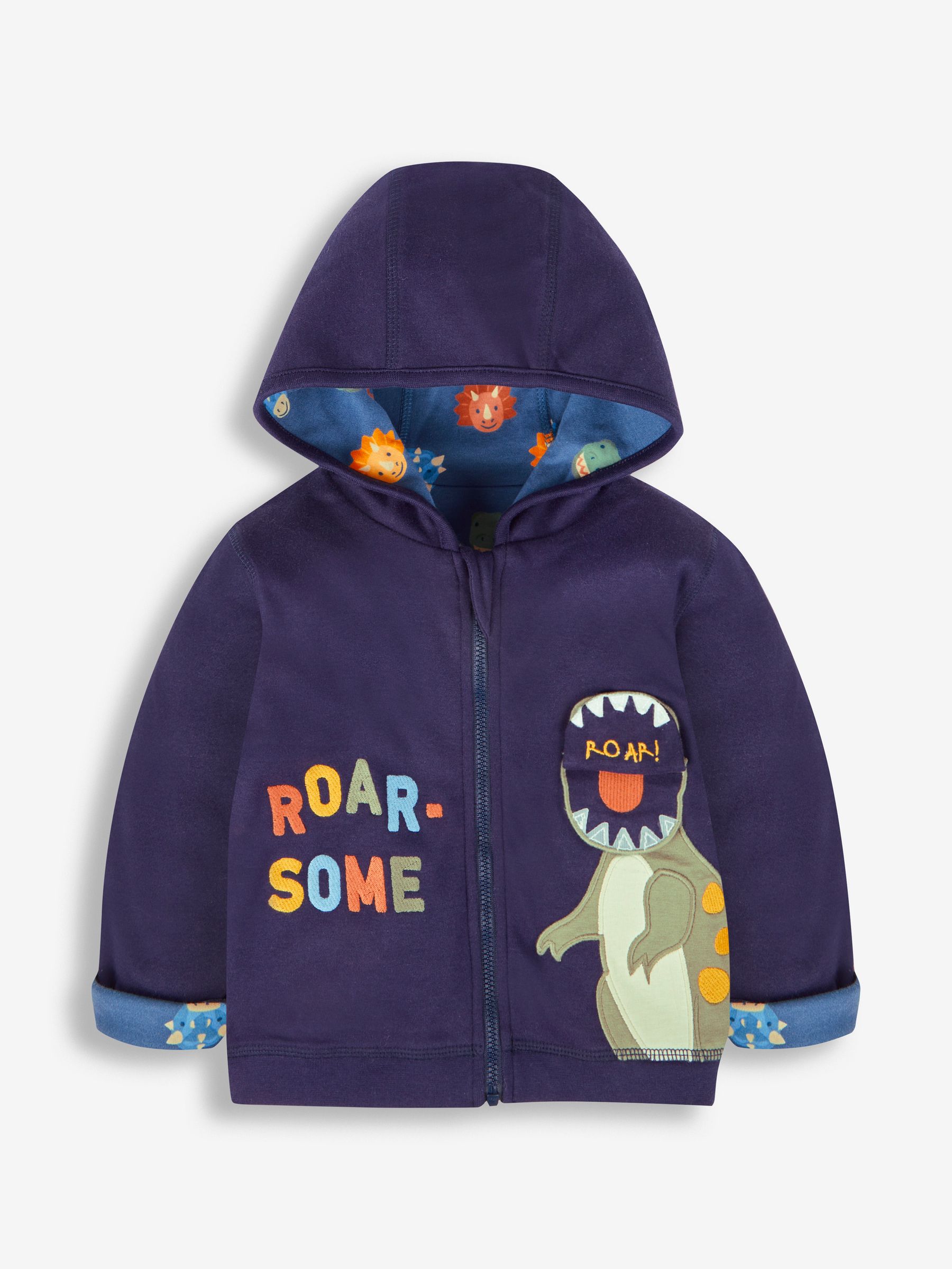 Navy Blue TRex Appliqué Reversible Hoodie - Image 2 of 9