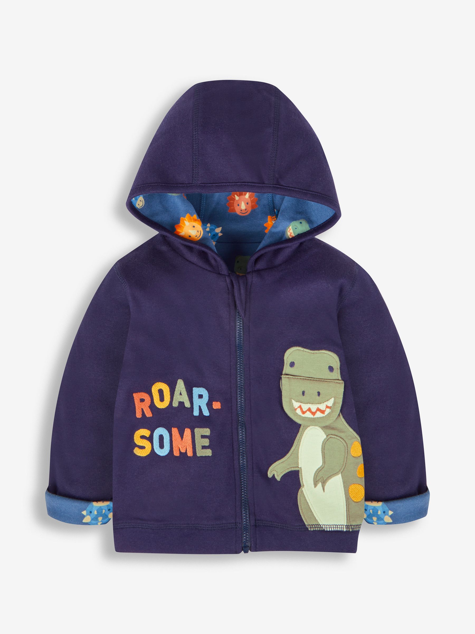 Navy Blue TRex Appliqué Reversible Hoodie - Image 3 of 9