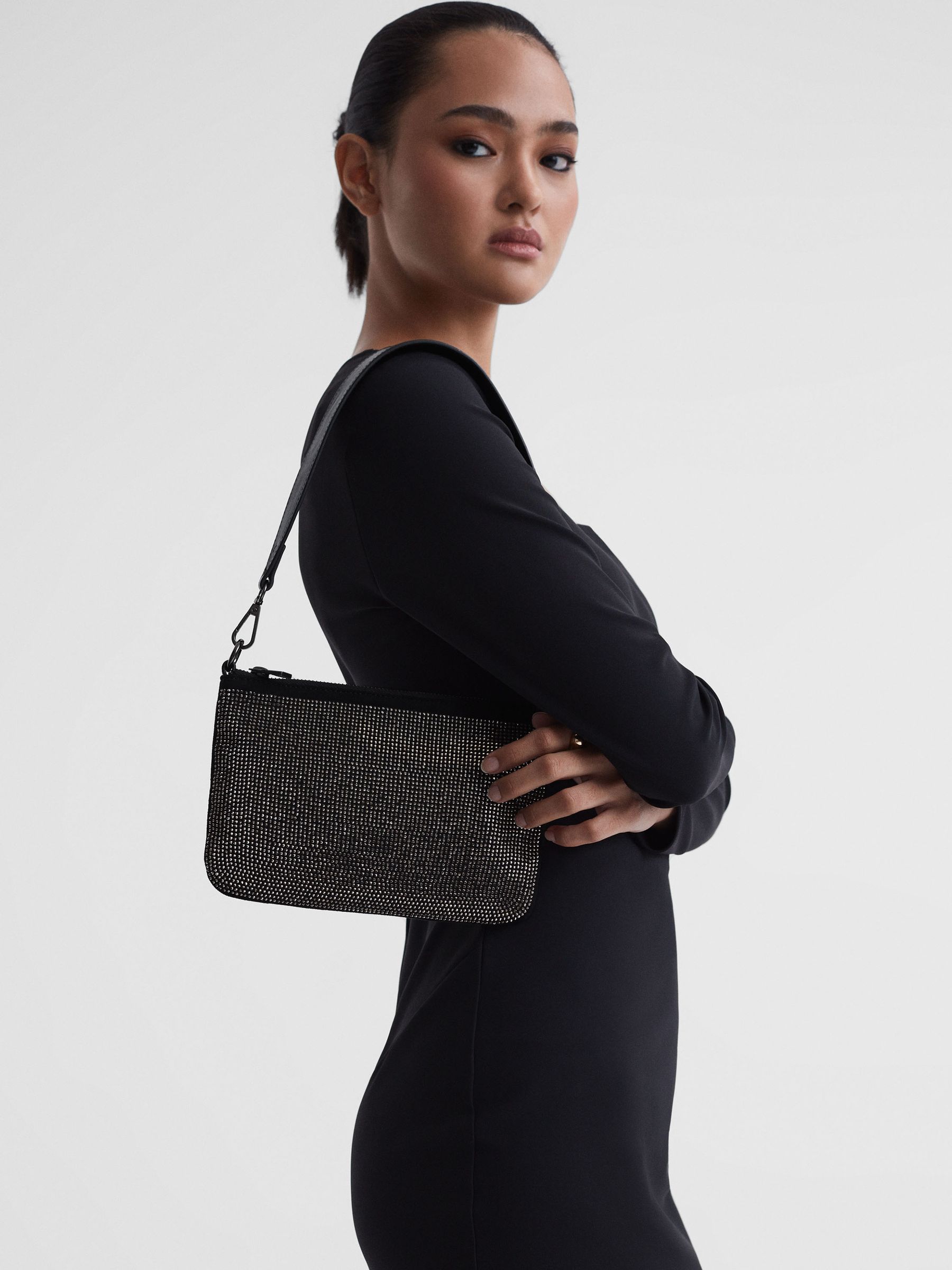 Embellished Shoulder Bag in Black - Image 2 of 4