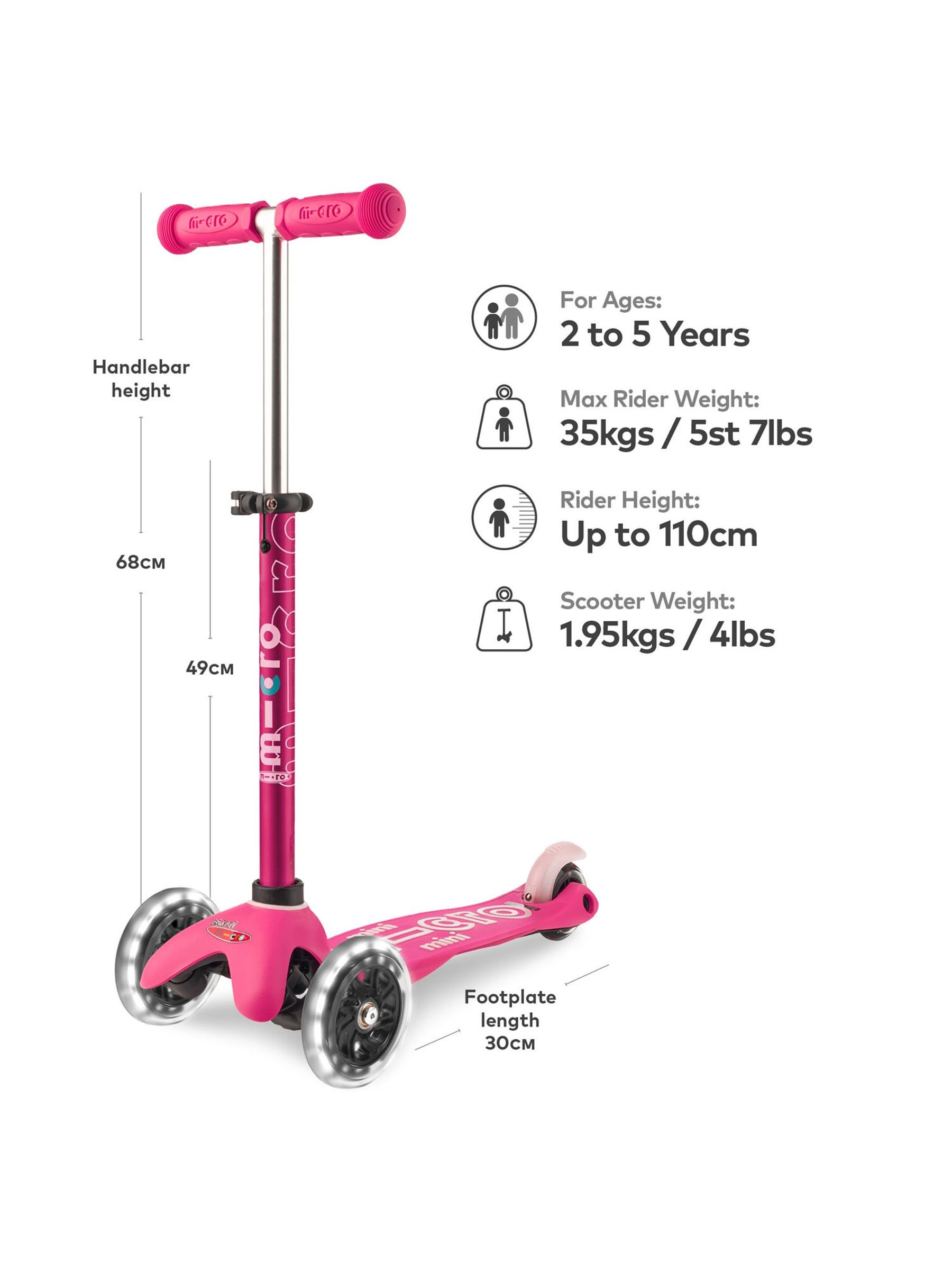 Pink Micro Scooters Mini Micro Deluxe LED Scooter - Image 1 of 10