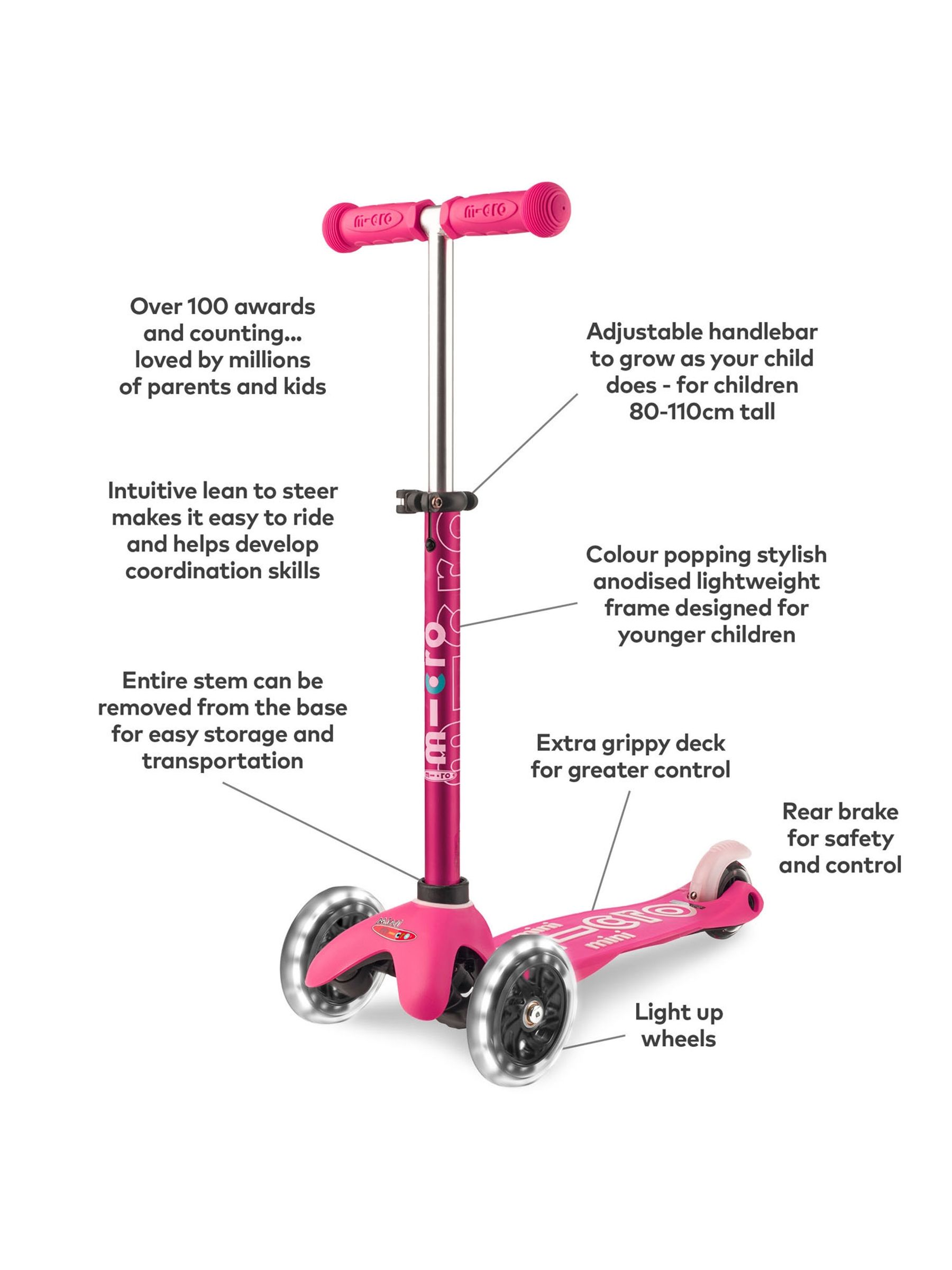 Pink Micro Scooters Mini Micro Deluxe LED Scooter - Image 9 of 10