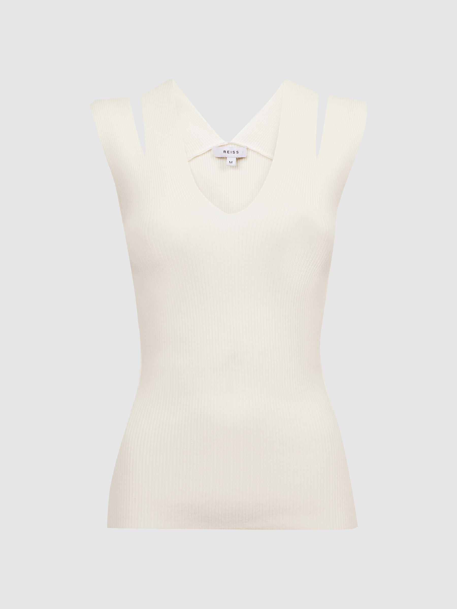 Fitted Double Strap Knit Vest in White - Image 2 of 5