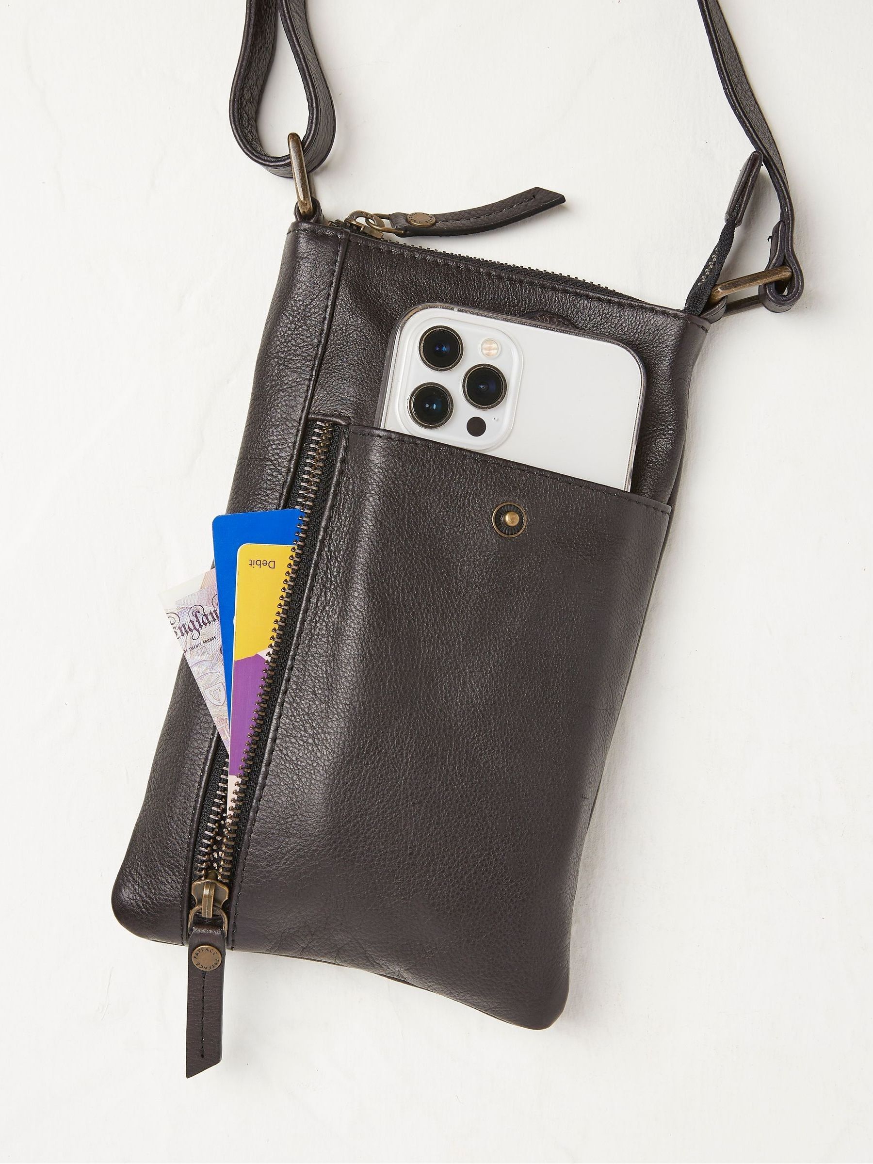 Essie Black Multi Zip Phone Bag - Image 2 of 4 Essie Black Multi Zip Phone Bag - Image 2 of 4