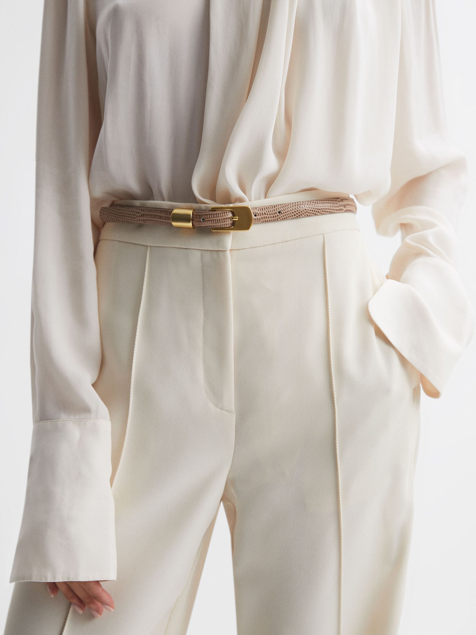 Leather Thin Belt in Blush - Image 2 of 4