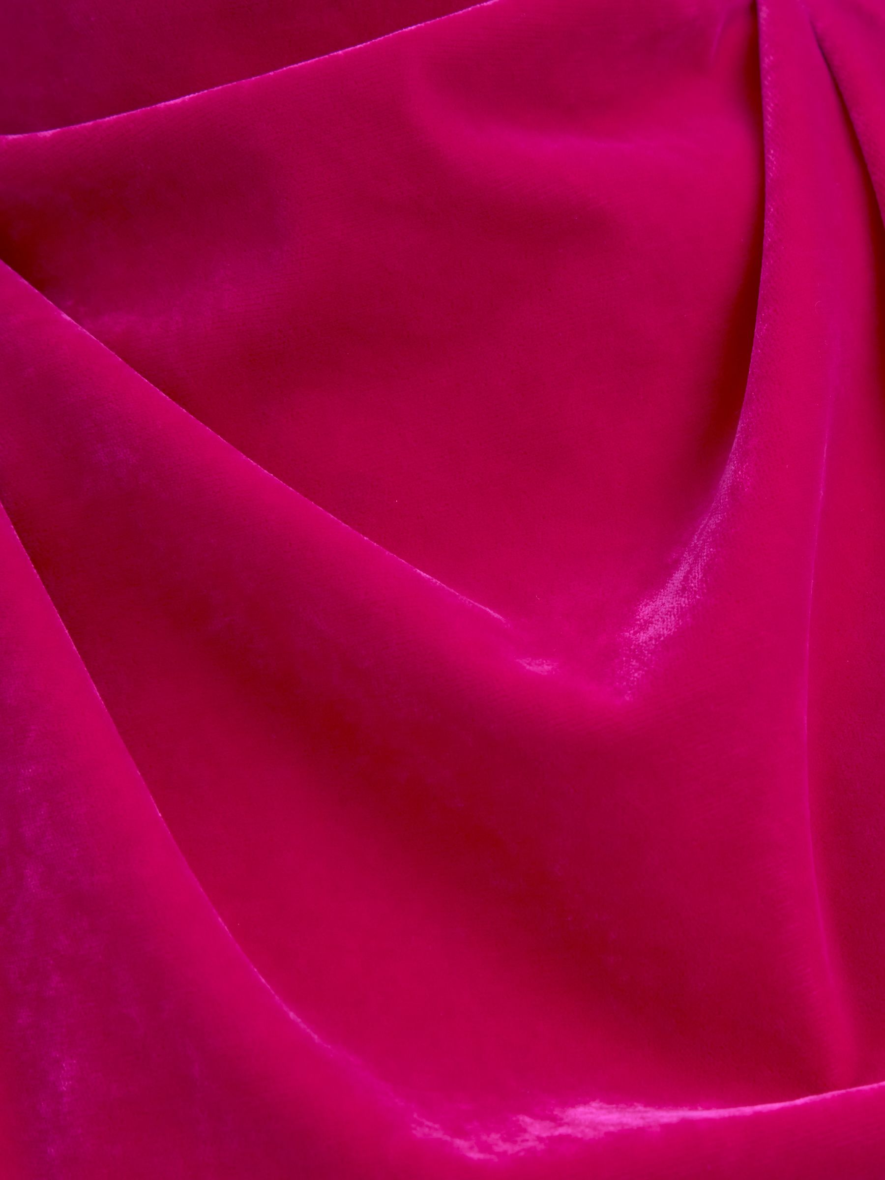 Velvet Funnel Neck Asymmetric Midi Dress in Pink - Image 6 of 6
