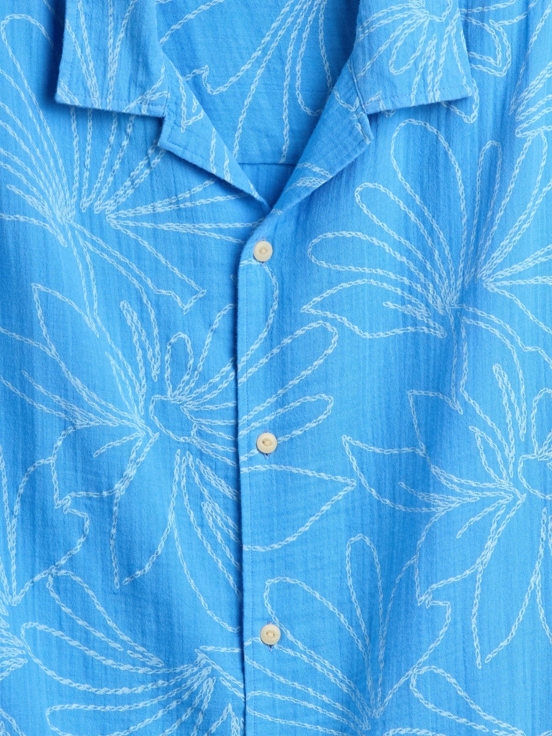Blue Floral Gauze Boxy Holiday Shirt - Image 5 of 5