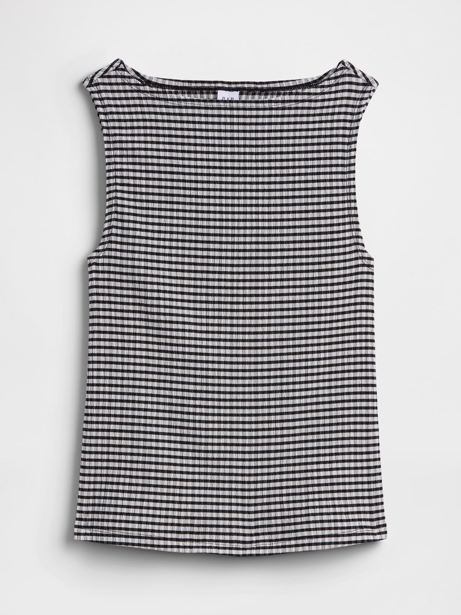 Black Gingham Boatneck Vest Top - Image 5 of 5