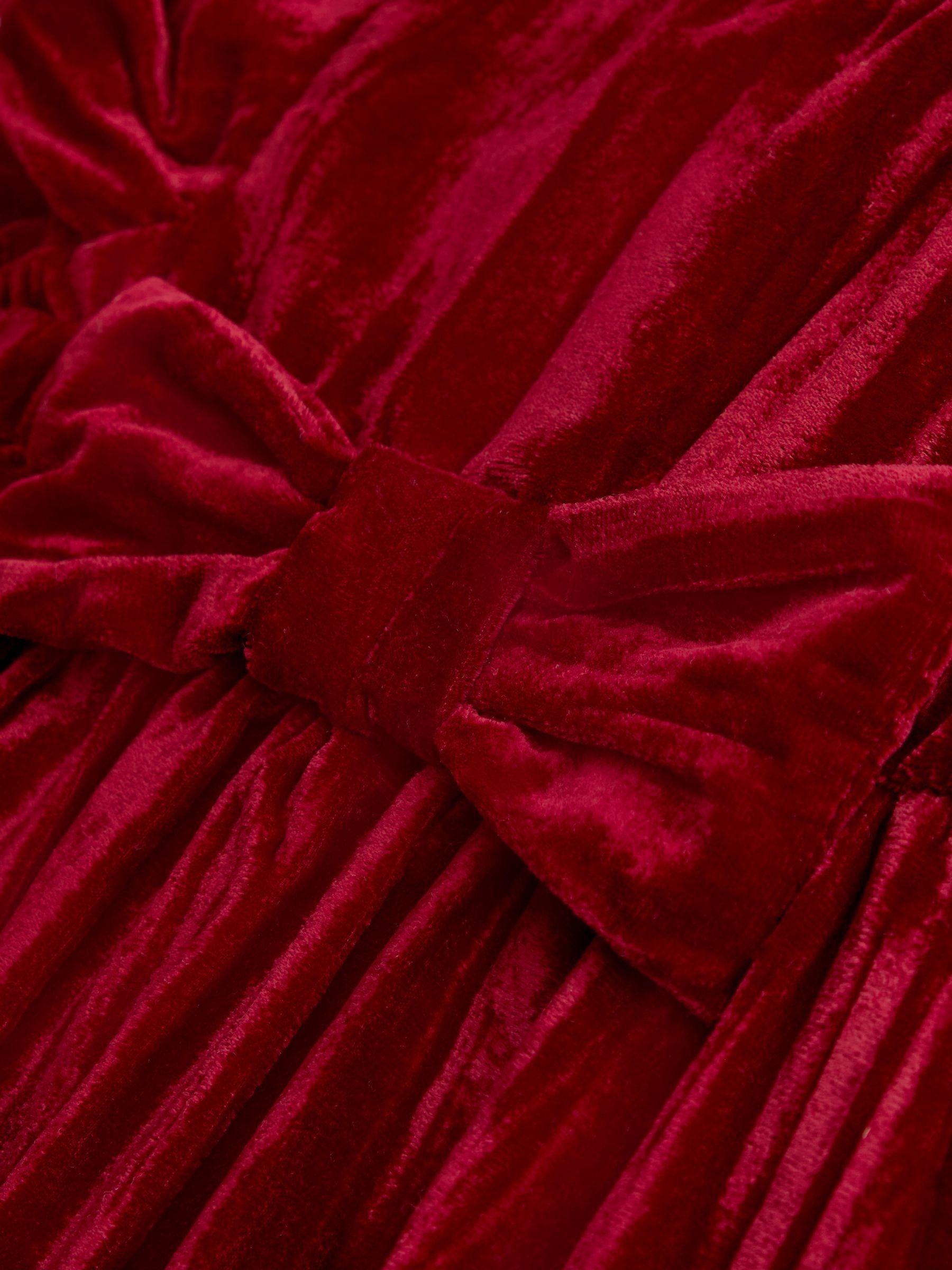 Bright Red Velvet Christmas Dress - Image 3 of 4