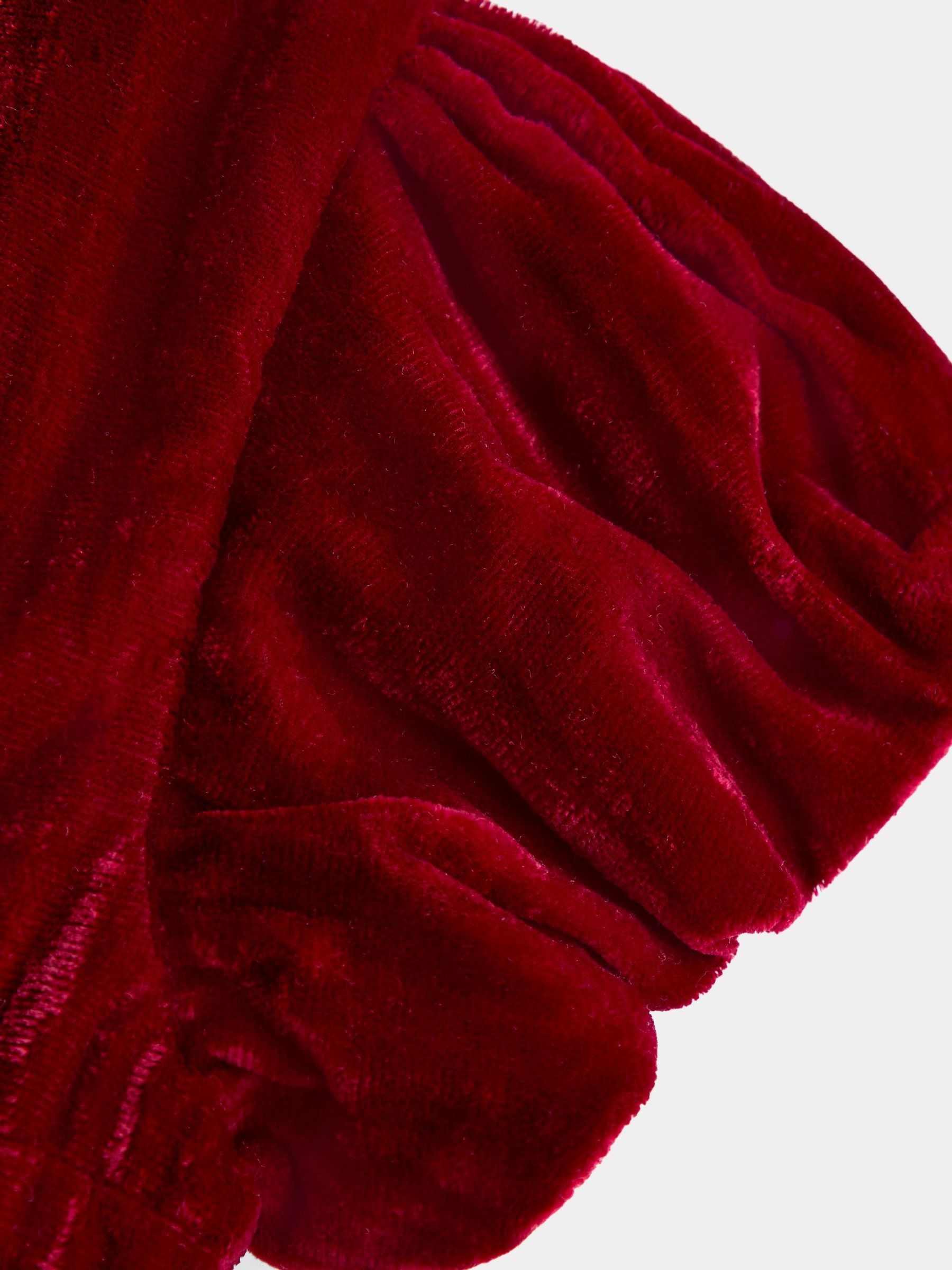 Bright Red Velvet Christmas Dress - Image 4 of 4
