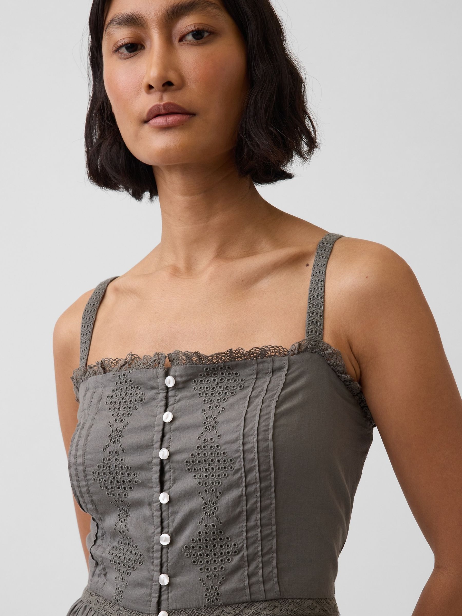 Green Eyelet Tiered Maxi Dress - Image 4 of 4 Green Eyelet Tiered Maxi Dress - Image 4 of 4