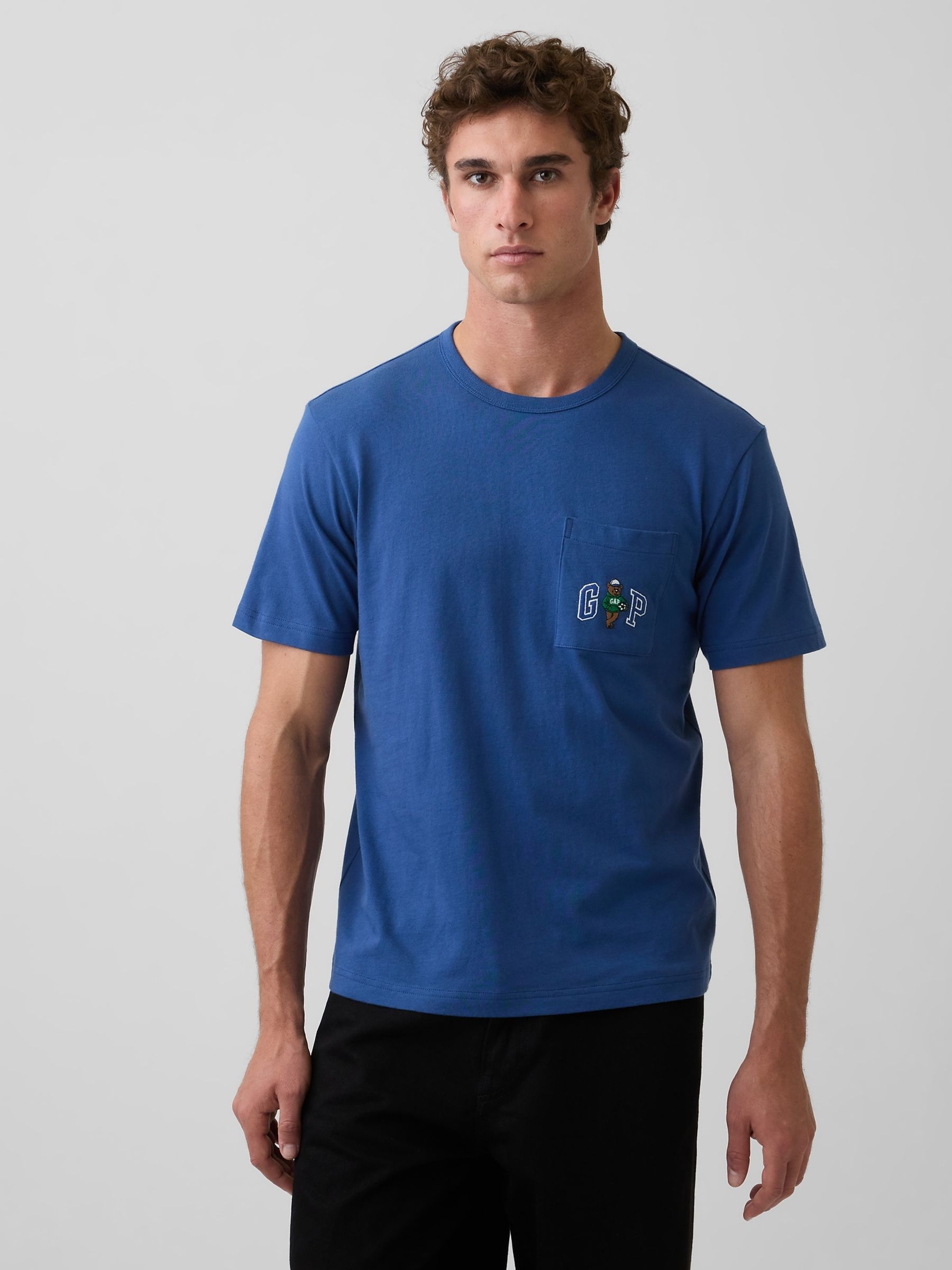 Blue Relaxed Branan Bear Logo Short Sleeve T-Shirt - Image 1 of 4 Blue Relaxed Branan Bear Logo Short Sleeve T-Shirt - Image 1 of 4