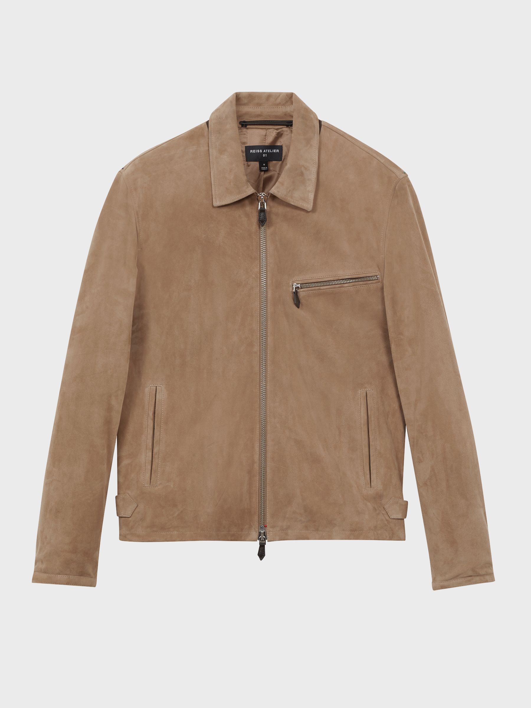 Atelier Metis Suede Zip-Through Jacket in Sand - Image 2 of 8 Atelier Metis Suede Zip-Through Jacket in Sand - Image 2 of 8