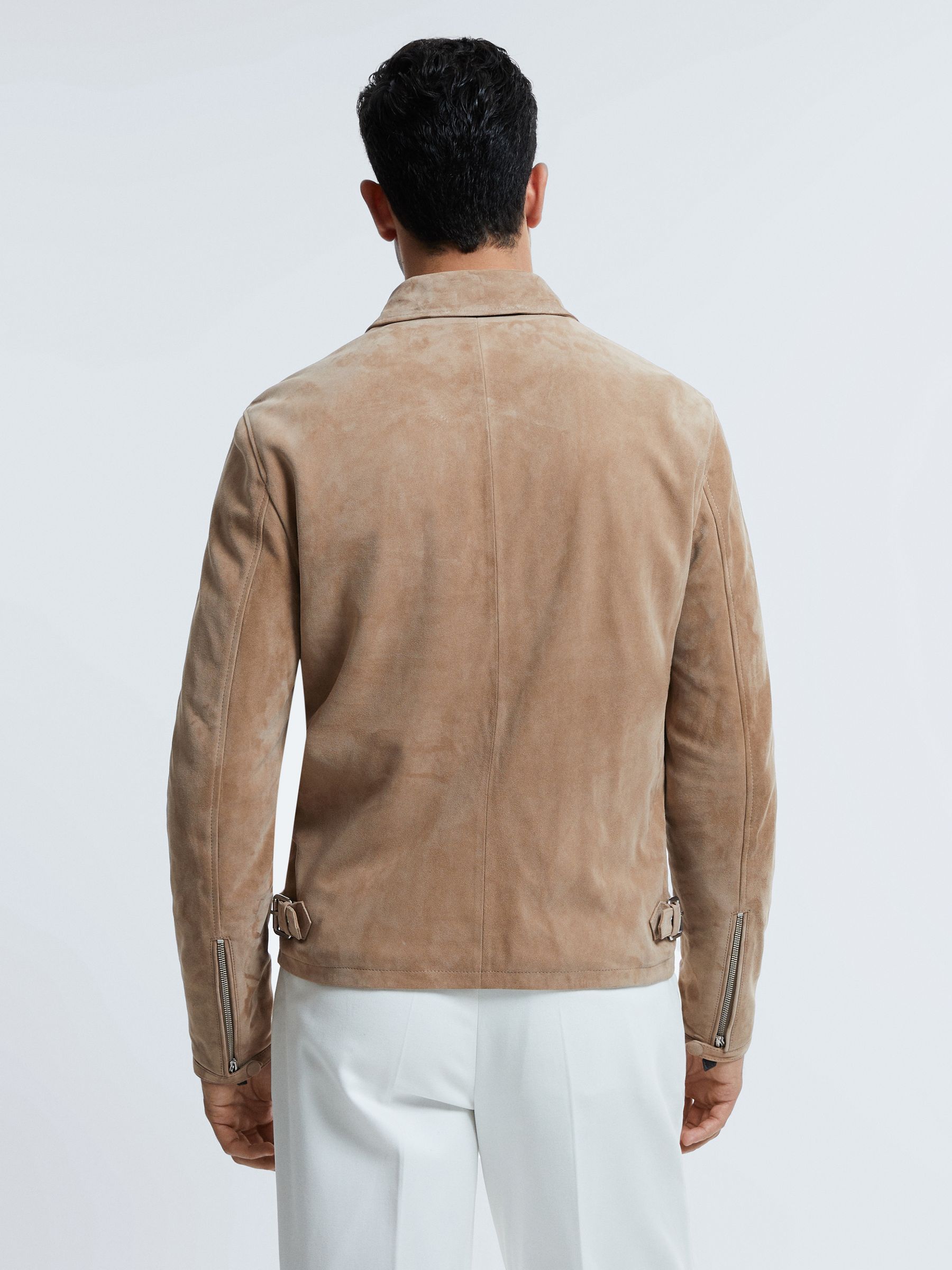 Atelier Metis Suede Zip-Through Jacket in Sand - Image 5 of 8