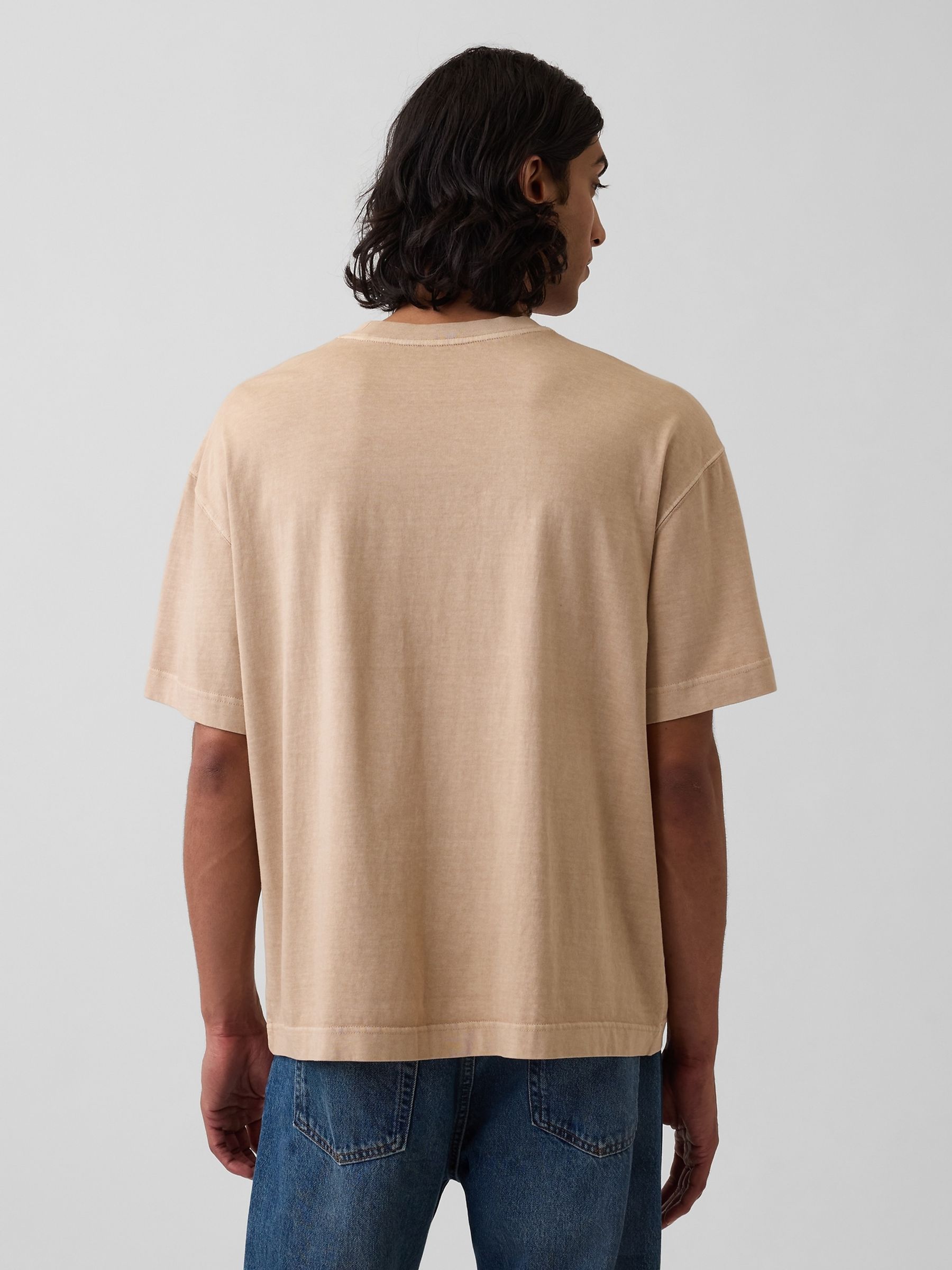Tan Brown Oversized Boxy Pocket Short Sleeve T-Shirt - Image 2 of 4