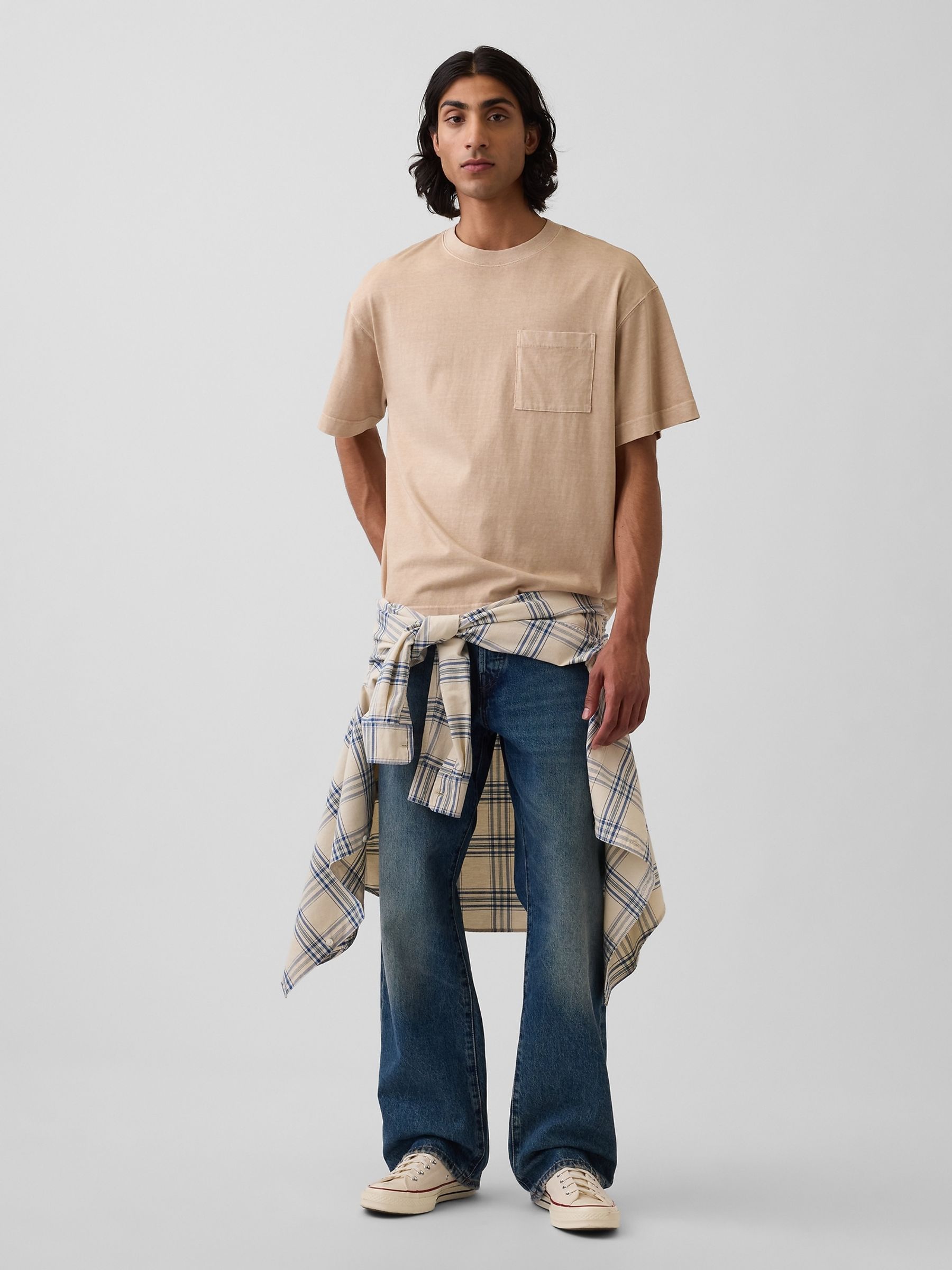 Tan Brown Oversized Boxy Pocket Short Sleeve T-Shirt - Image 3 of 4