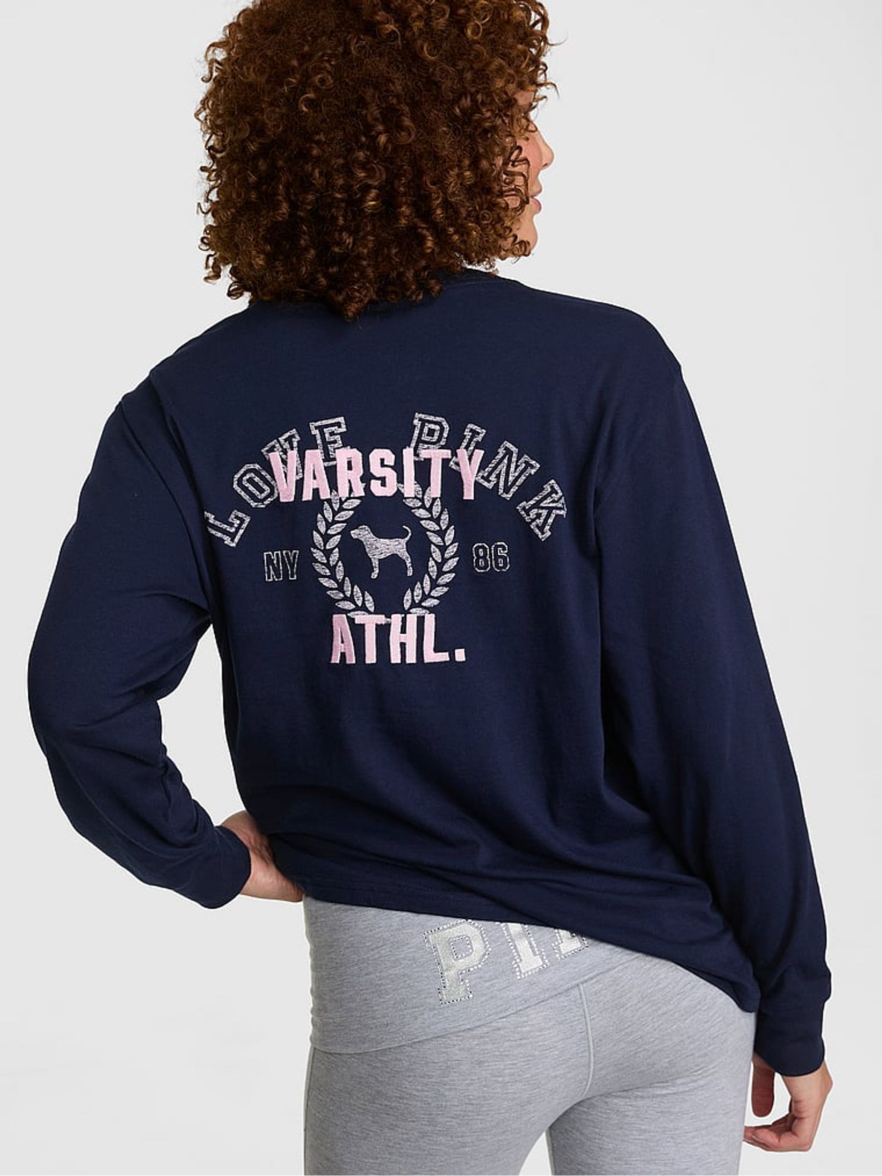 Noir Navy Blue Cotton Long Sleeve T-Shirt - Image 2 of 2