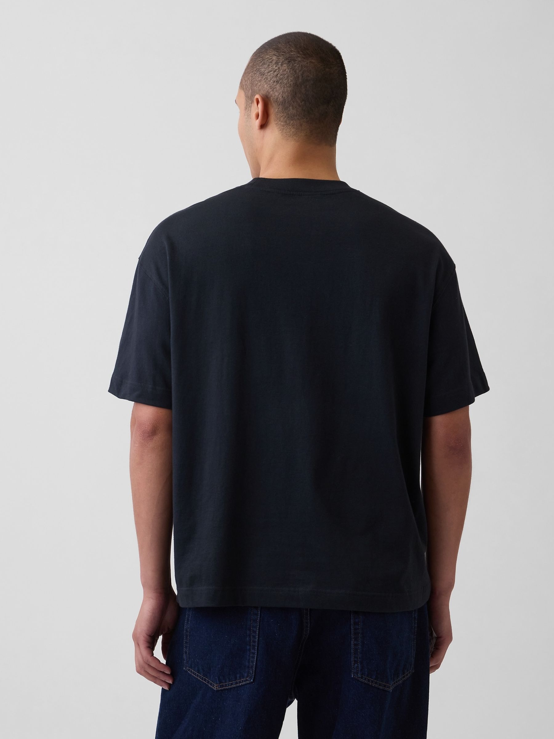 Black Oversized Boxy Pocket Short Sleeve T-Shirt - Image 2 of 4