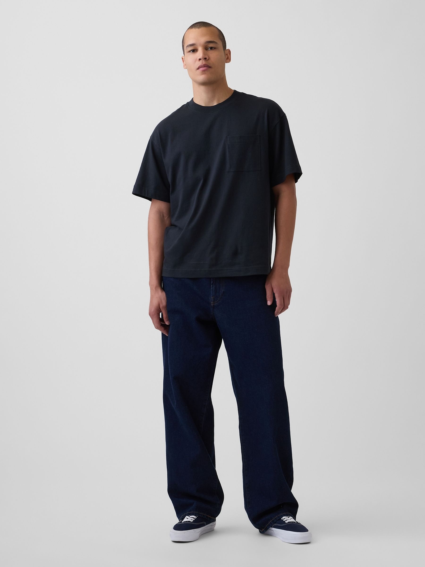 Black Oversized Boxy Pocket Short Sleeve T-Shirt - Image 3 of 4