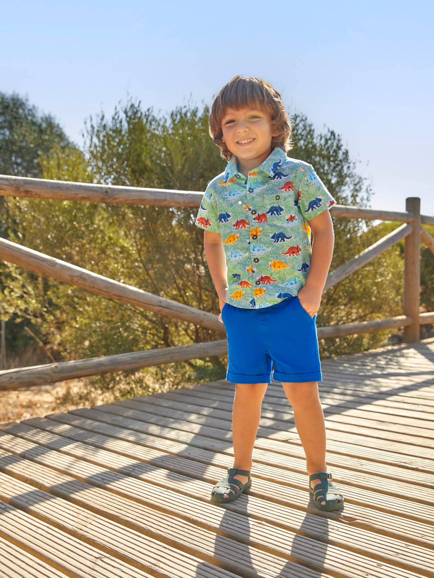 Green Boys' Dinosaur Print Shirt - Image 1 of 5