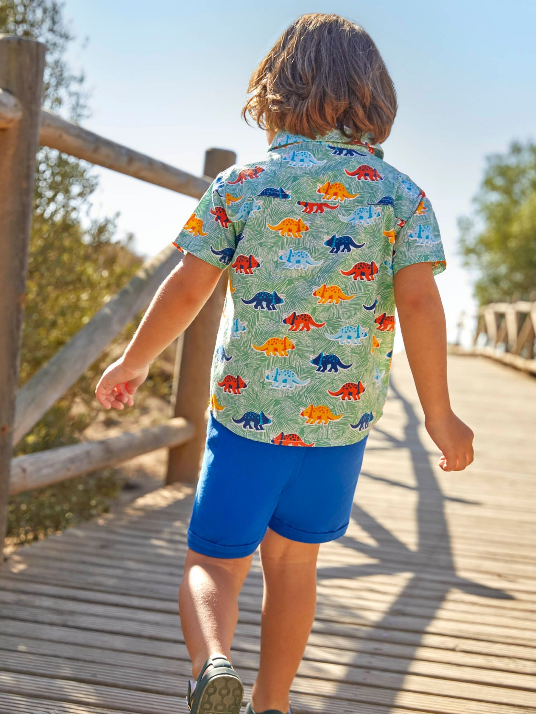 Green Boys' Dinosaur Print Shirt - Image 2 of 5