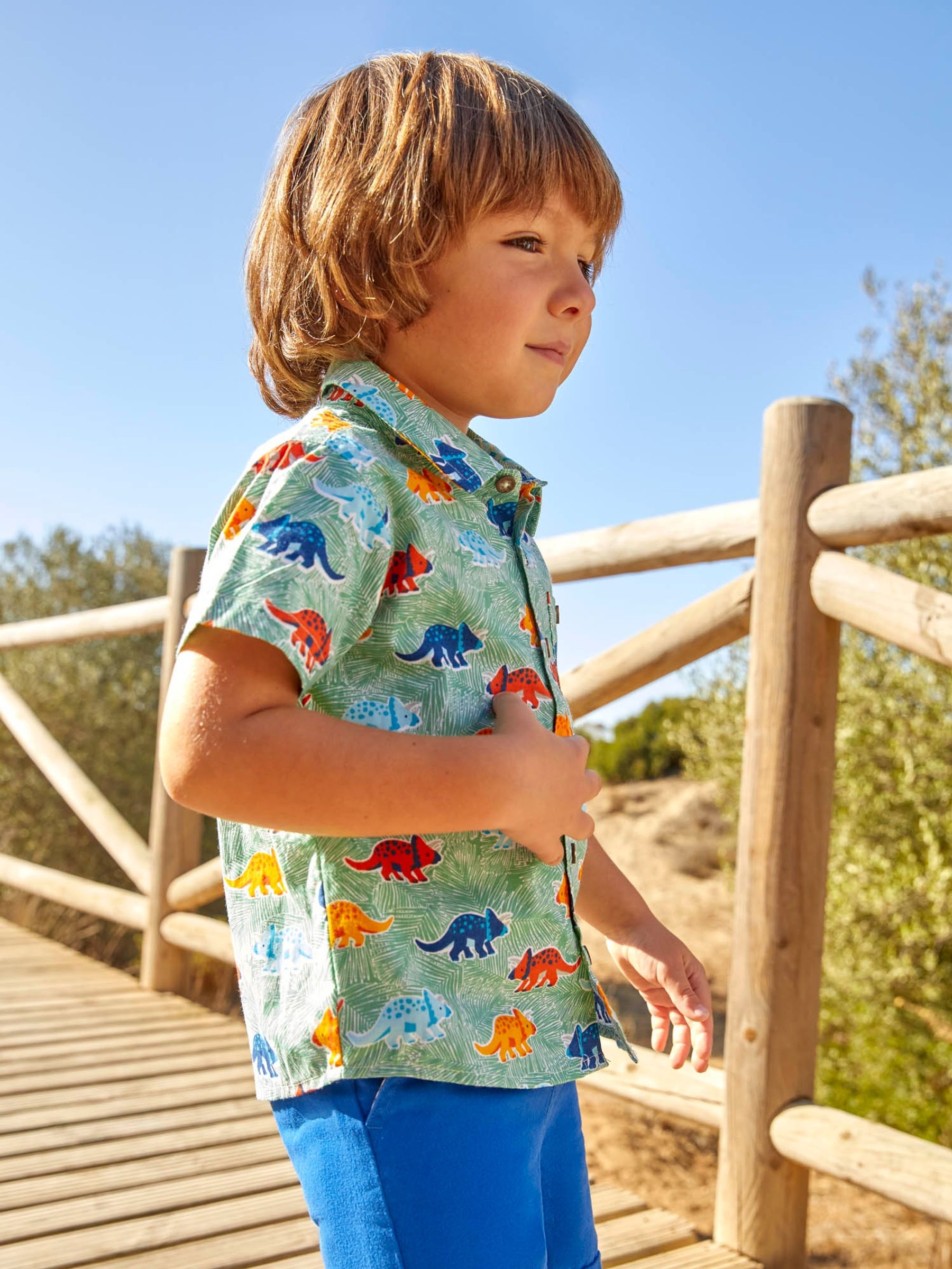 Green Boys' Dinosaur Print Shirt - Image 3 of 5