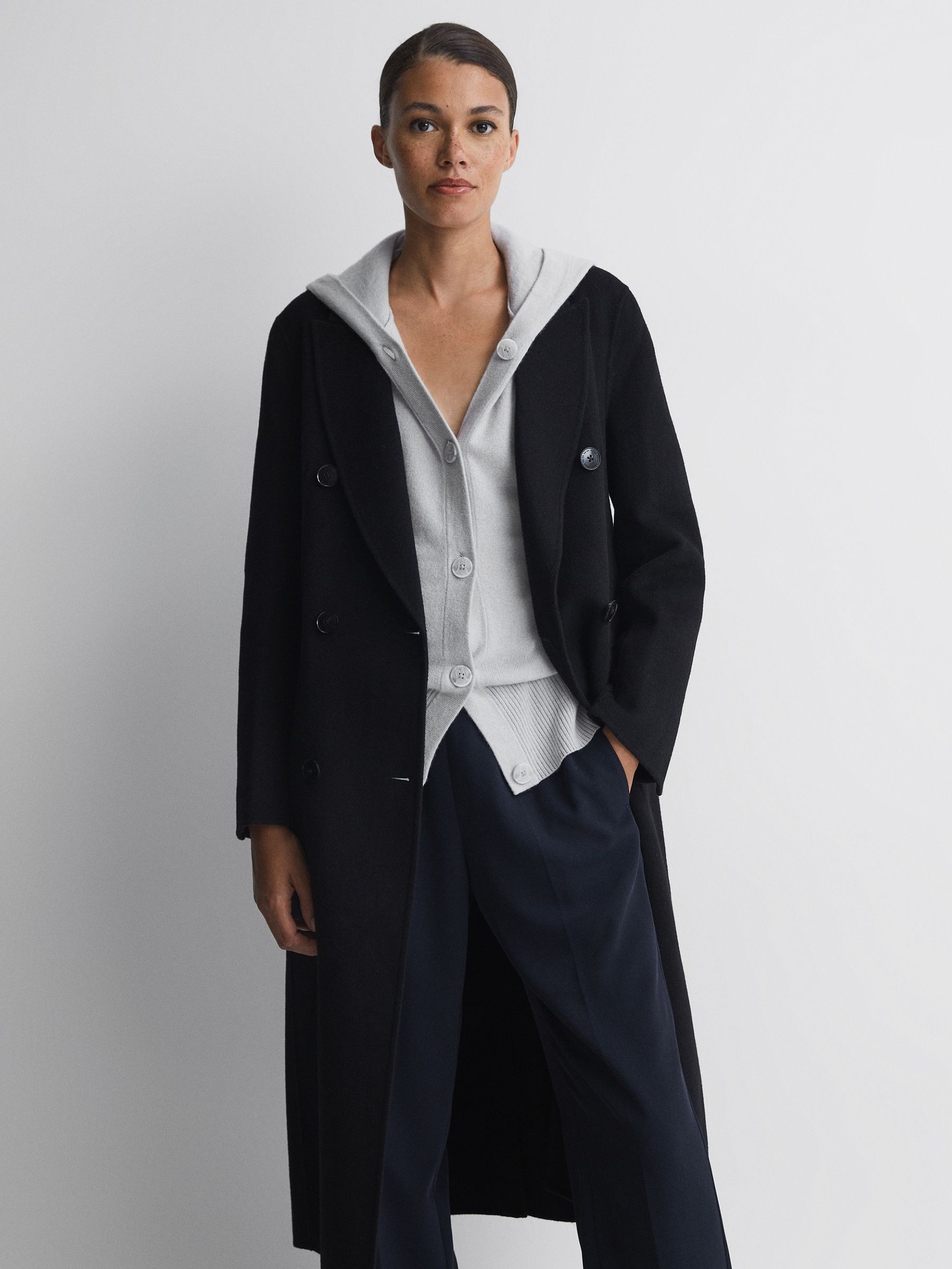 Wool Blend Hooded Cardigan in Grey - Image 4 of 5
