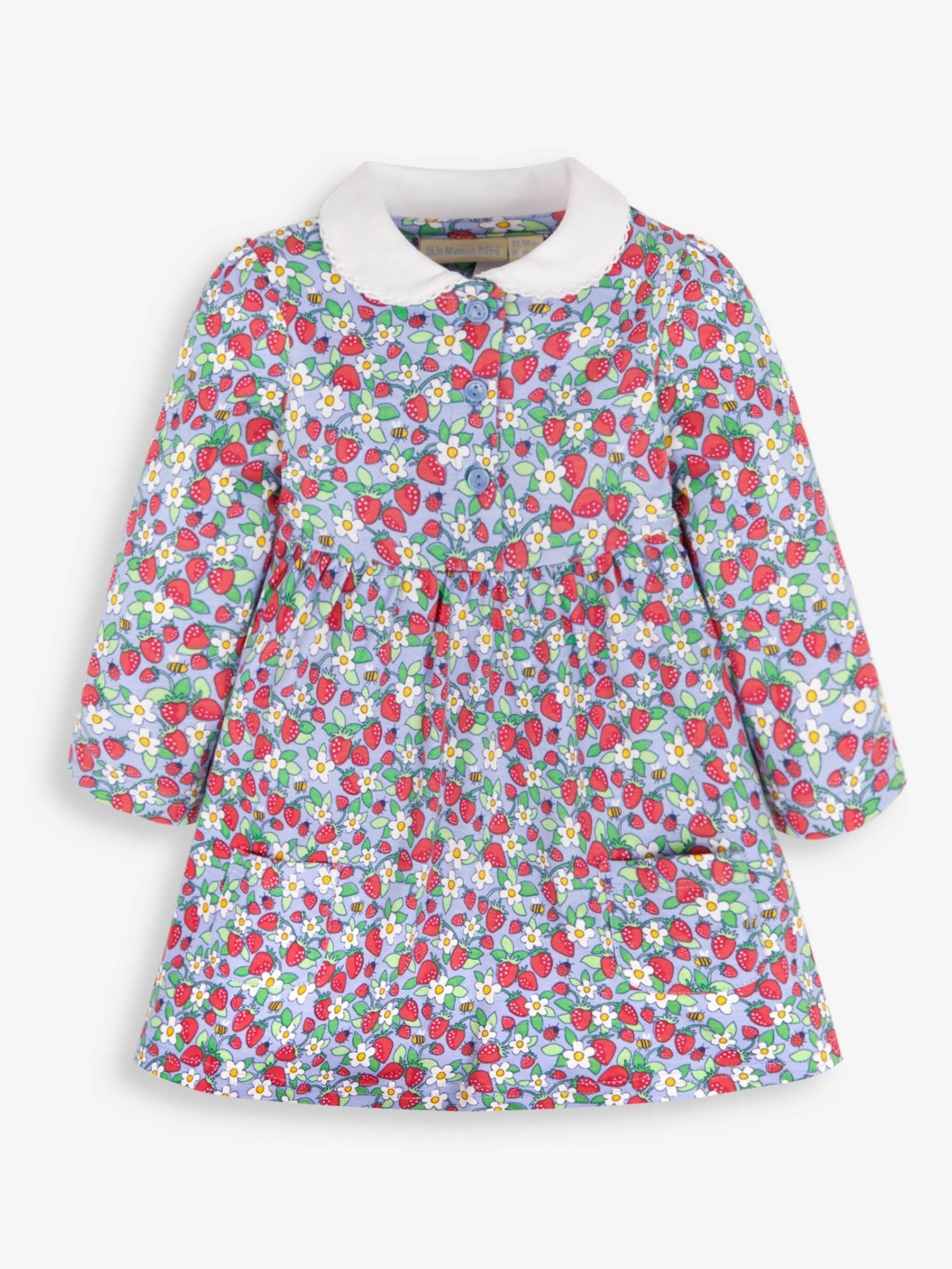 Blue Strawberry Print With Pet In Pocket Peter Pan Dress - Image 2 of 4
