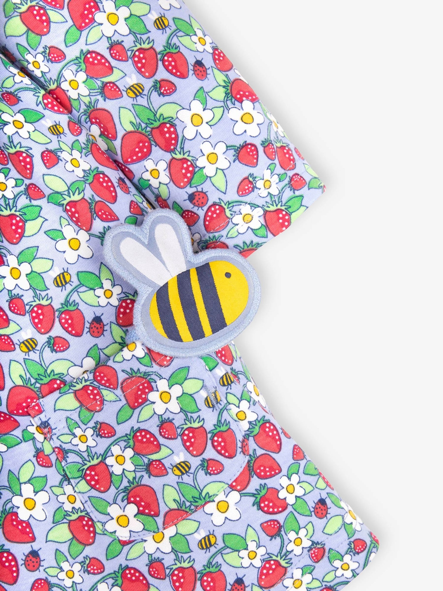 Blue Strawberry Print With Pet In Pocket Peter Pan Dress - Image 4 of 4