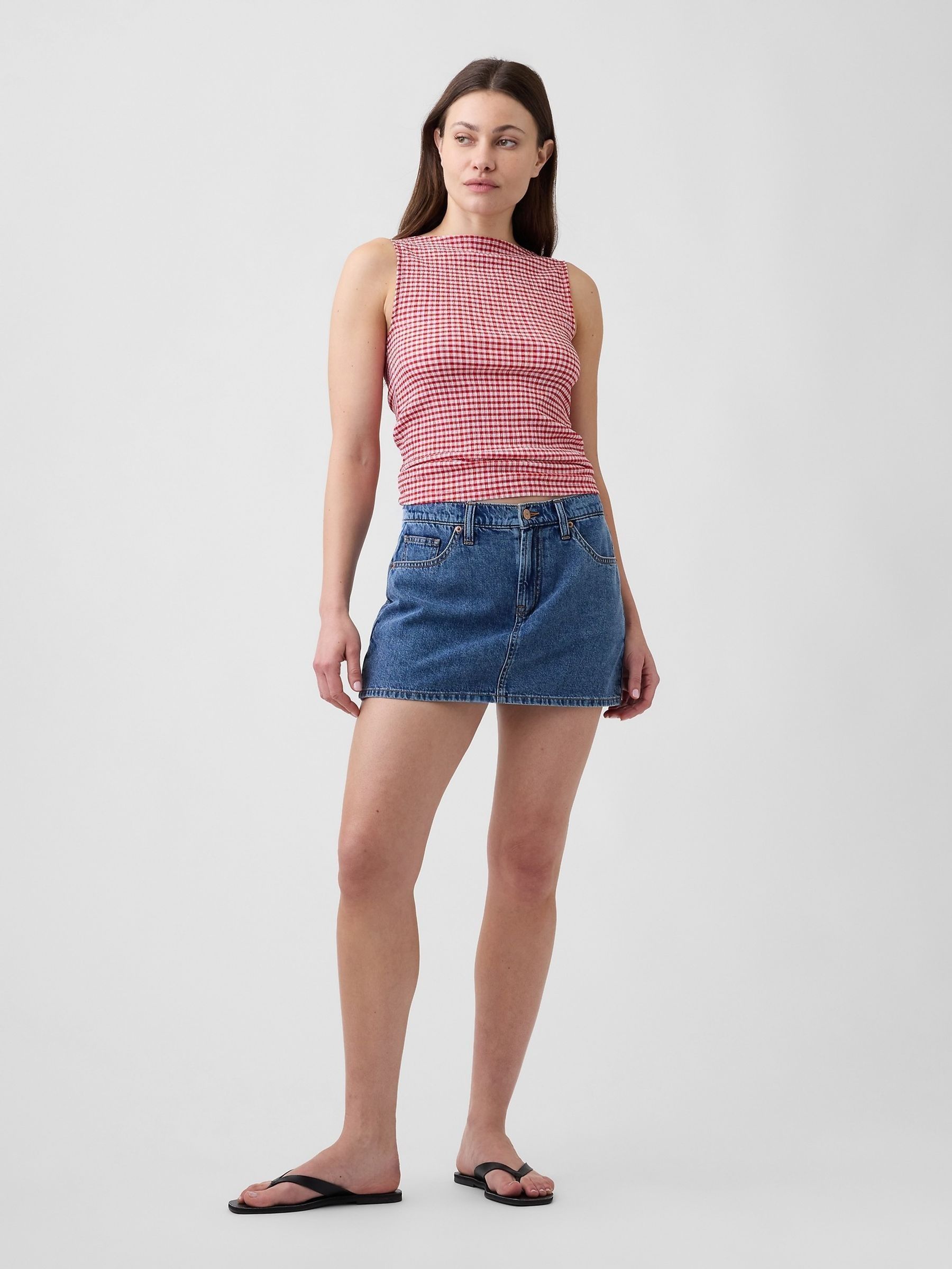 Red Gingham Boatneck Vest - Image 3 of 5