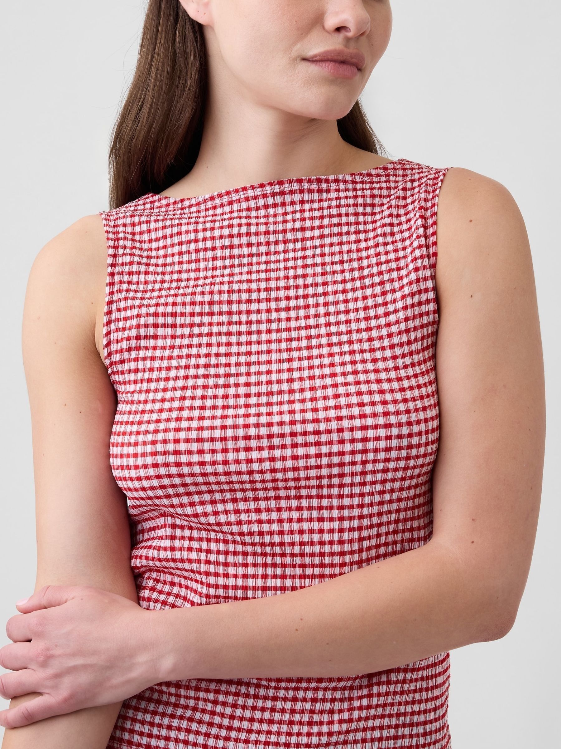Red Gingham Boatneck Vest - Image 4 of 5